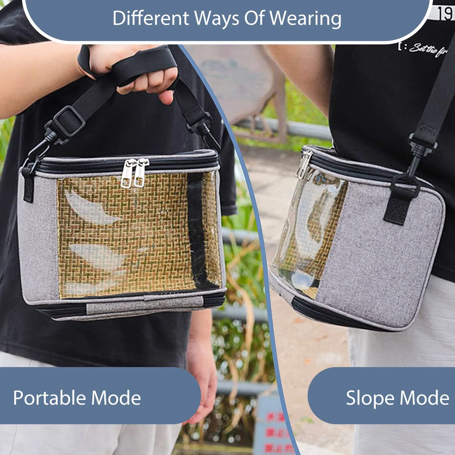 PETCUTE Trasportino per uccelli con Tracolla,Trasparente PVC Trasportino Portatile per Pappagalli per Uccelli da Compagnia,Borsa per il Trasporto di Uccelli con Cintura di sicurezza integrata