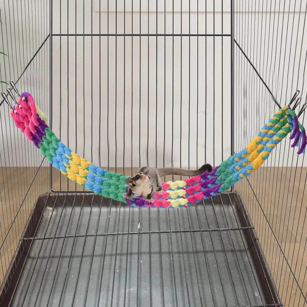 DONGKER Corda Arrampicata per Piccoli Animali 2/4 Pezzi Giocattolo con Fibbia in Metallo per Ratto Furetto Pappagallo