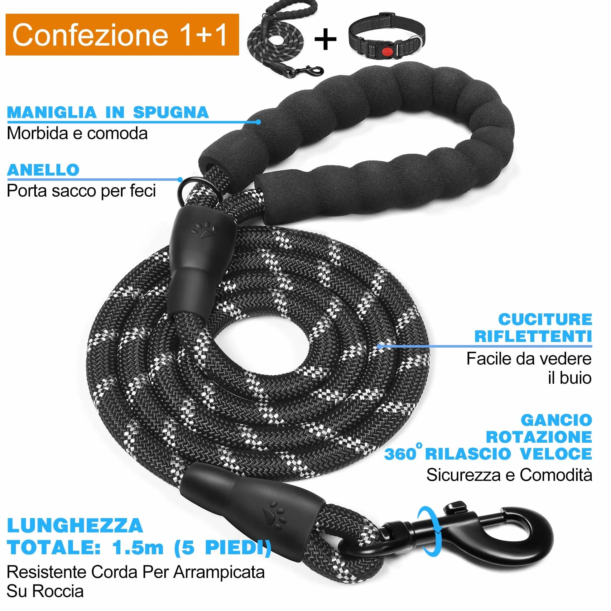 haapaw Collare Riflettente per Cani con Morbido Neoprene Traspirante Regolabile Collari in Nylon Per Cani Piccoli Medi Grandi