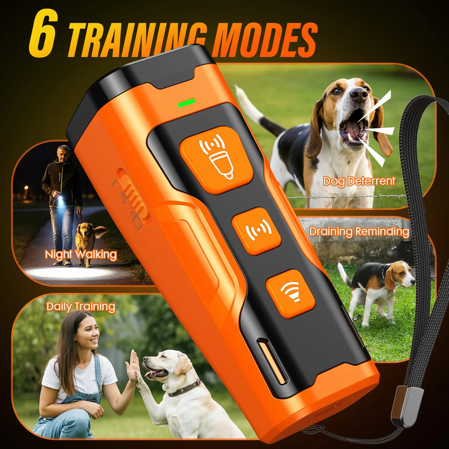 YUYQA Dog Bark Deterrent Device- 3X Ultrasonic Anti Barking Emitters,6 Modes 23 FT Range–Barks No More Indoors Outdoors Behavior Correction Rechargeable,Compact,Safe, Humane Training for Dogs