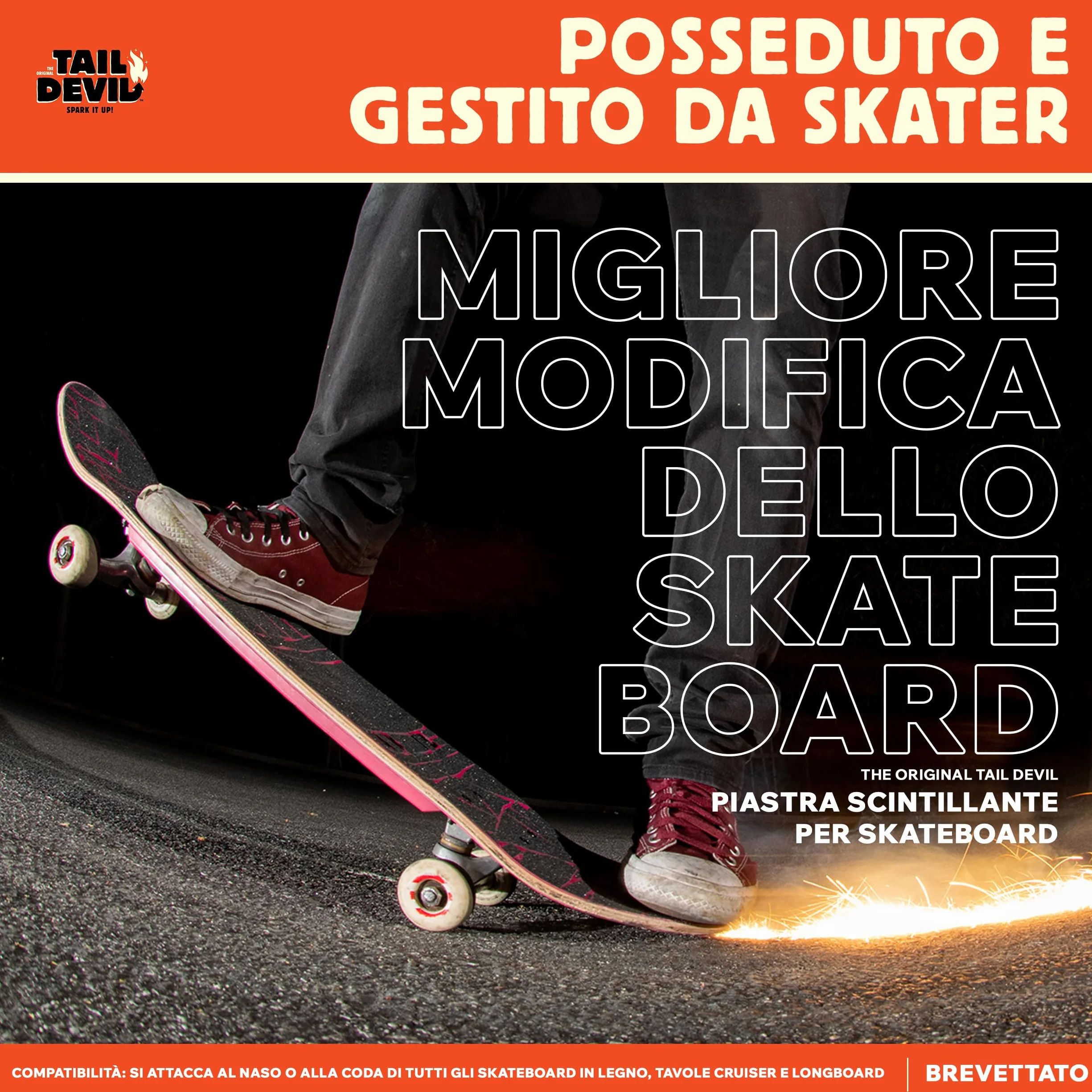 Tail Devil Tail Devil Spark It Up! Spark Plates dla Skateboard dla Dzieci i Dorosłych - Akcesoria do Skateboard Profesjonalne i Dla Początkujących