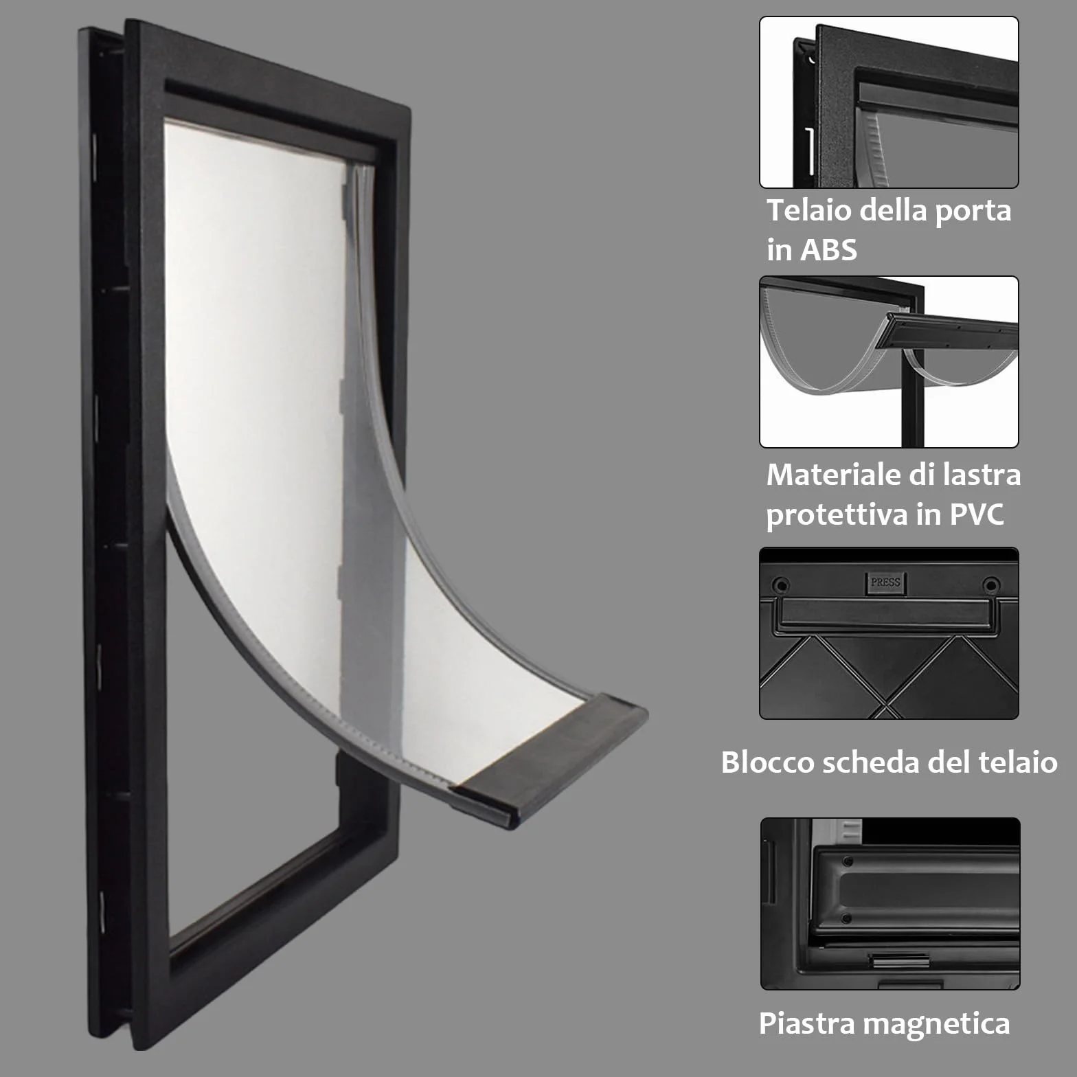 CEESC Porta per cani con patta magnetica trasparente morbida per cani di taglia grande XL nero