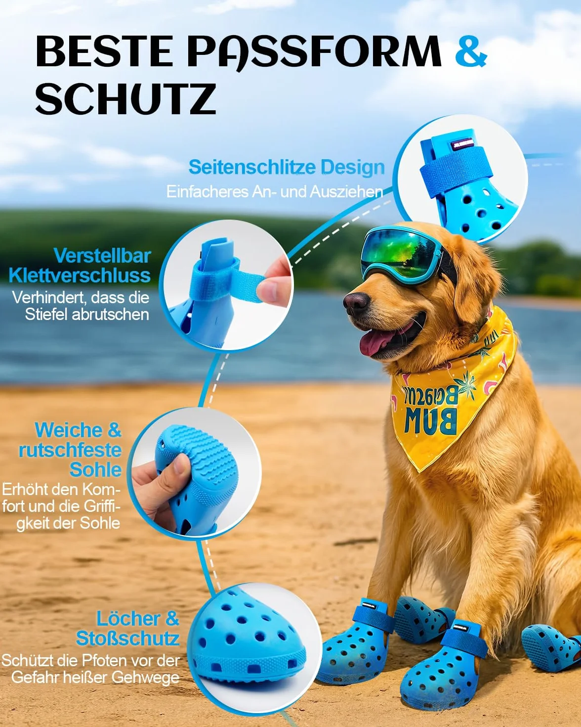 Scarpe per cani antiscivolo impermeabili per zampe taglia piccola media grande