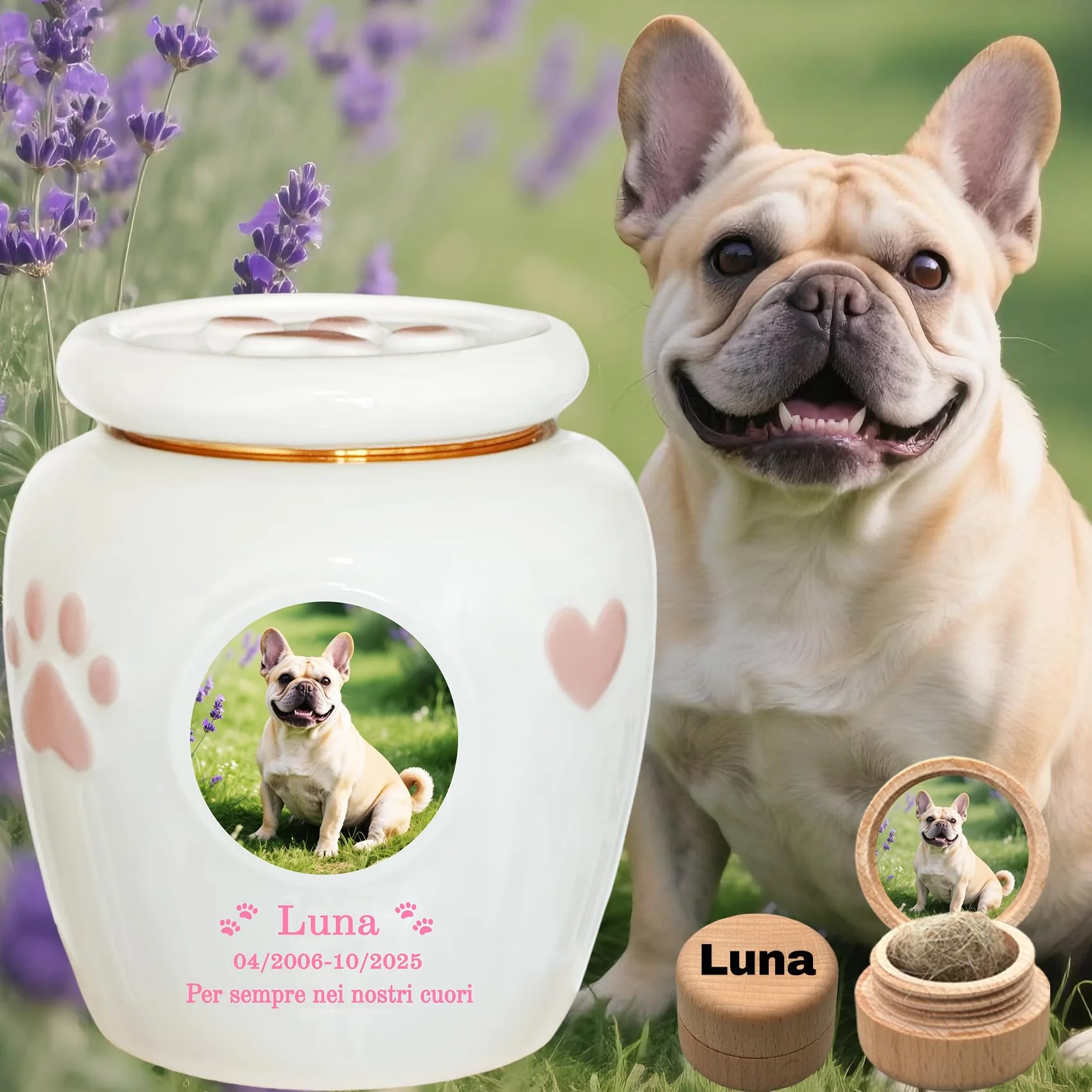 Urna per animali domestici personalizzata in ceramica fatta a mano per gatti e cani ceneri Medio