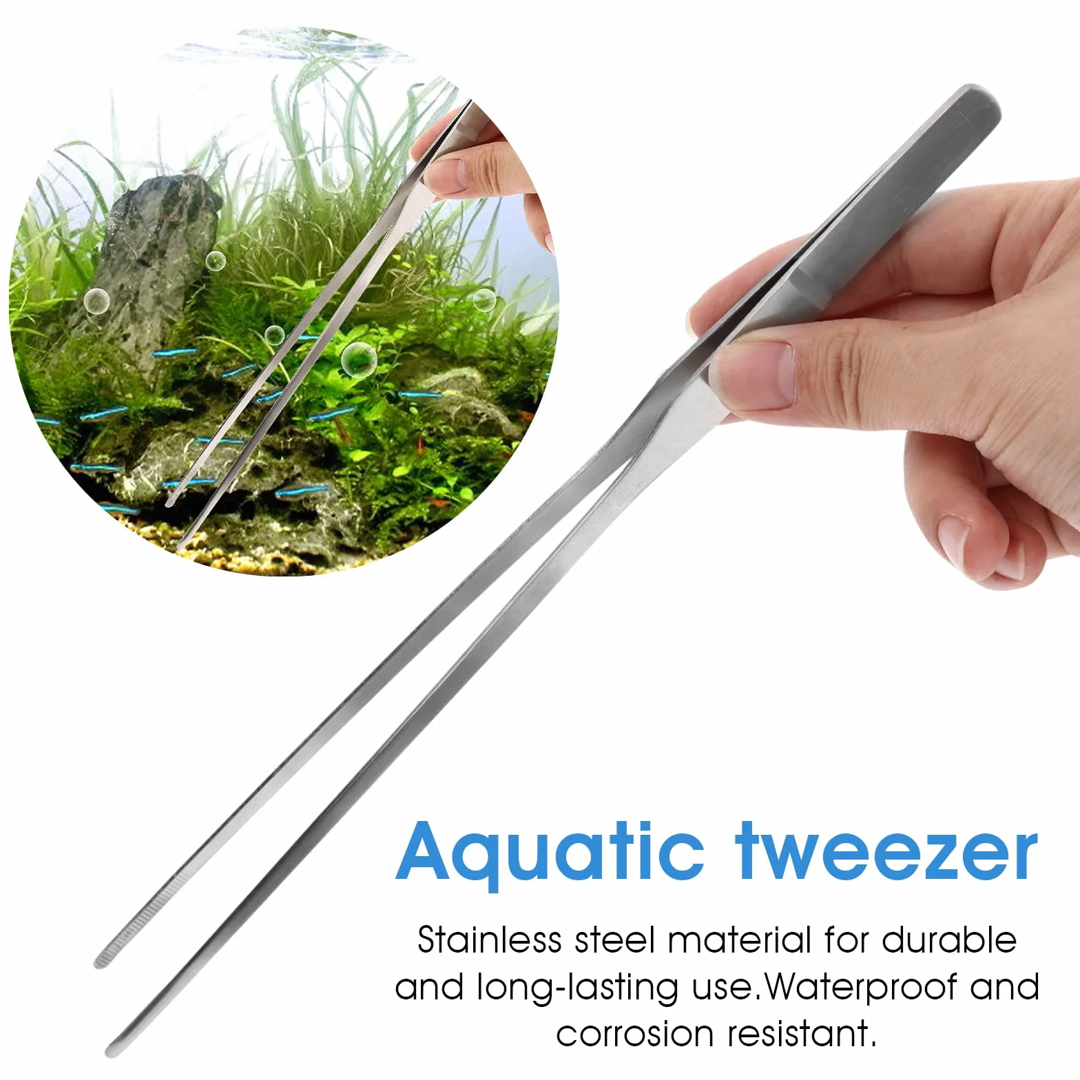 Set di pinzette per acquari in acciaio inossidabile 27cm cobee - 2 pinzette dritte e curve per acquario terrario aquascape