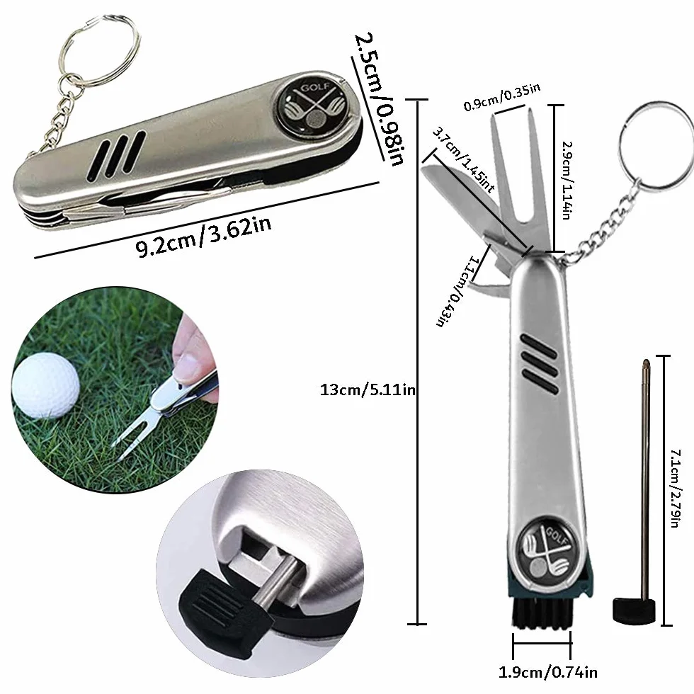 Kit Accessori Golf Spazzola Asciugamano Strumento Riparazione Marcatore Palline