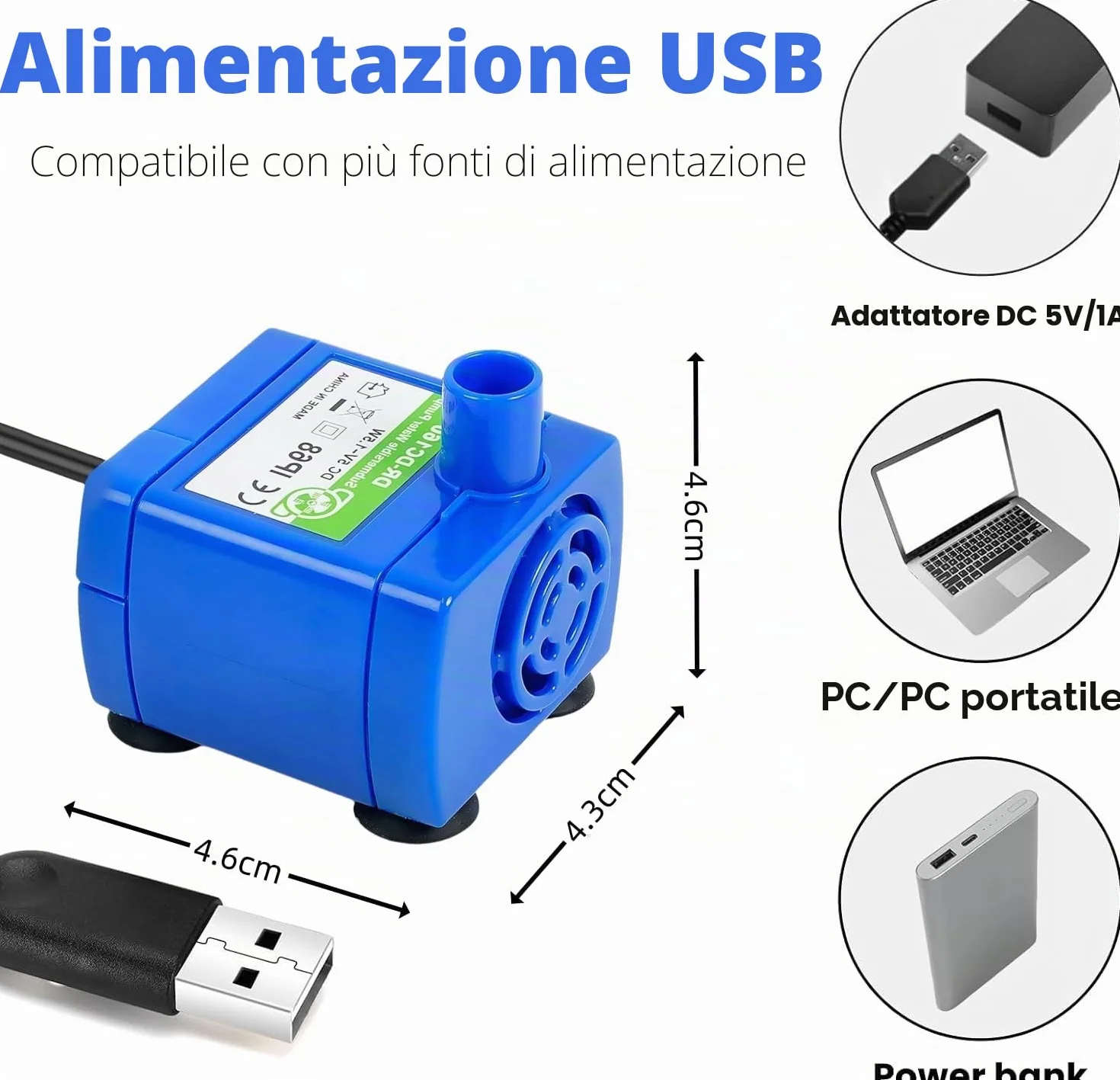 Pompa Fontanella per Gatti, USB Pompa di Ricambio Fontanella Gatti, Ultra Silenziosa, Pompa Acqua per Gatto