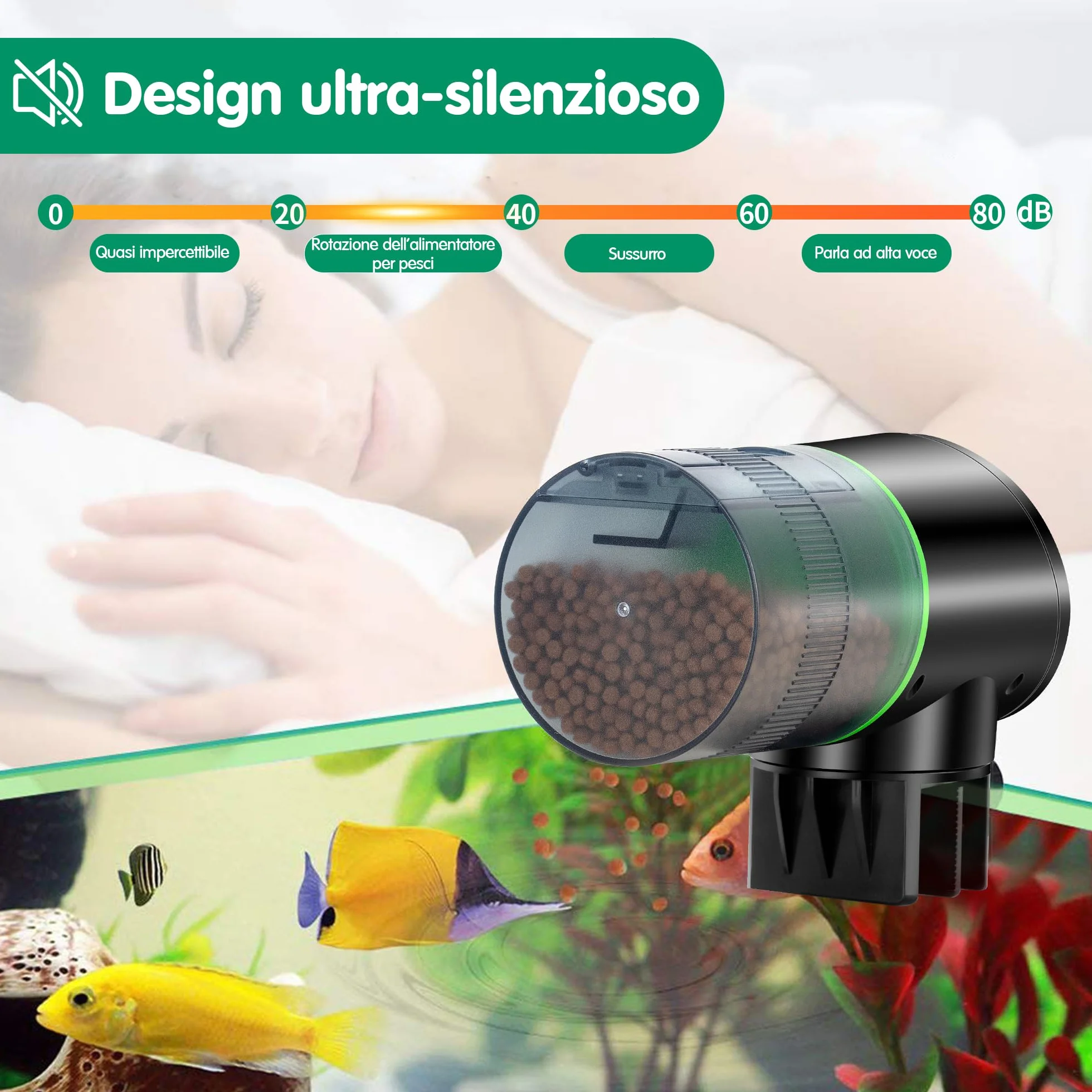 Ycozy Mangiatoia Automatica Acquario Distributore Automatico di Cibo Ricaricabile Mangiatoia per Pesci Programmabile Alimentatore di Pesce Adatto Per Acquario & Serbatoio | Navi-EV