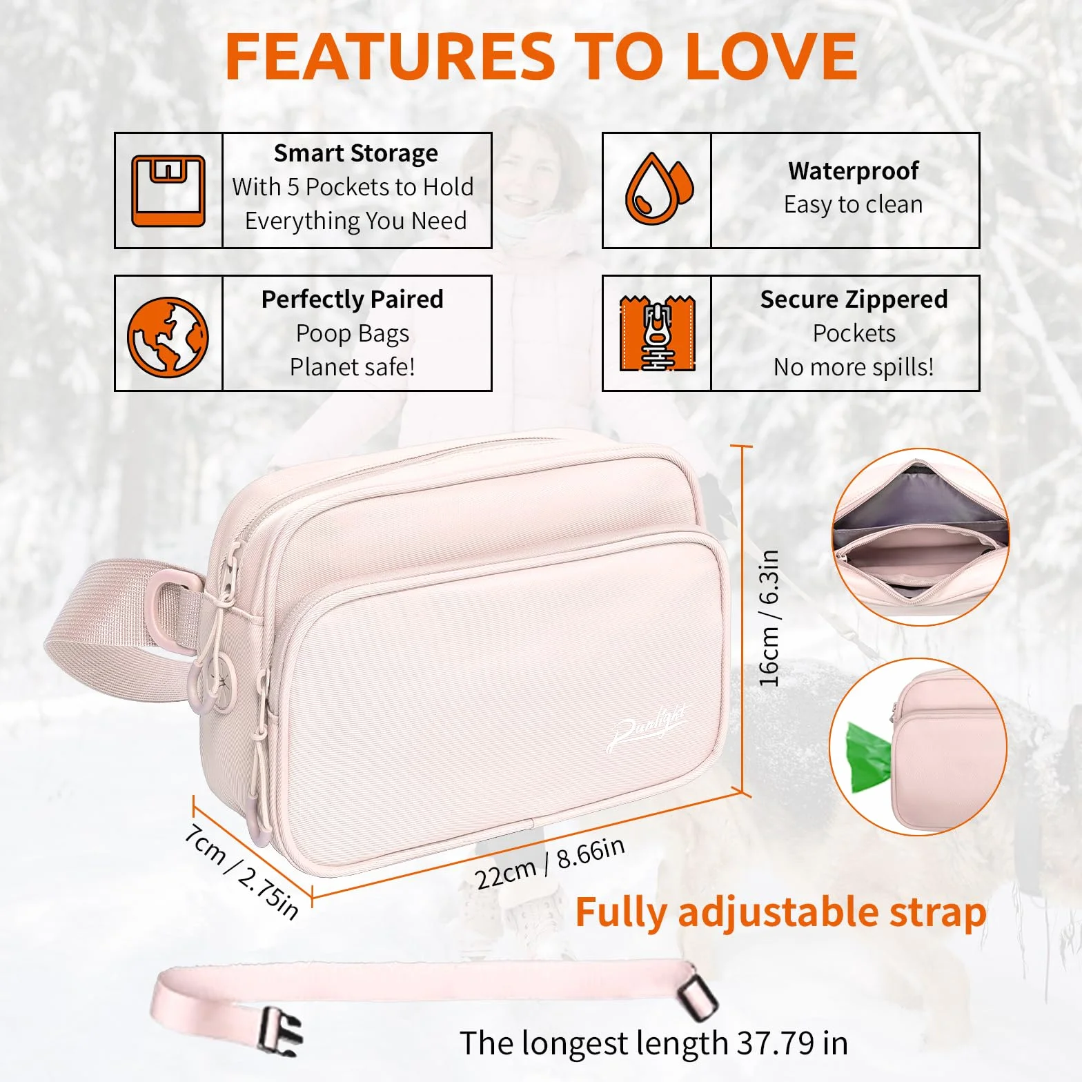Runlight Borsa Per Addestramento Per Cani, Cintura In Vita E Borsa A Tracolla Con Sacchetto Per Escrementi, Borsa Per Cuccioli E Allenamento (Kaki)