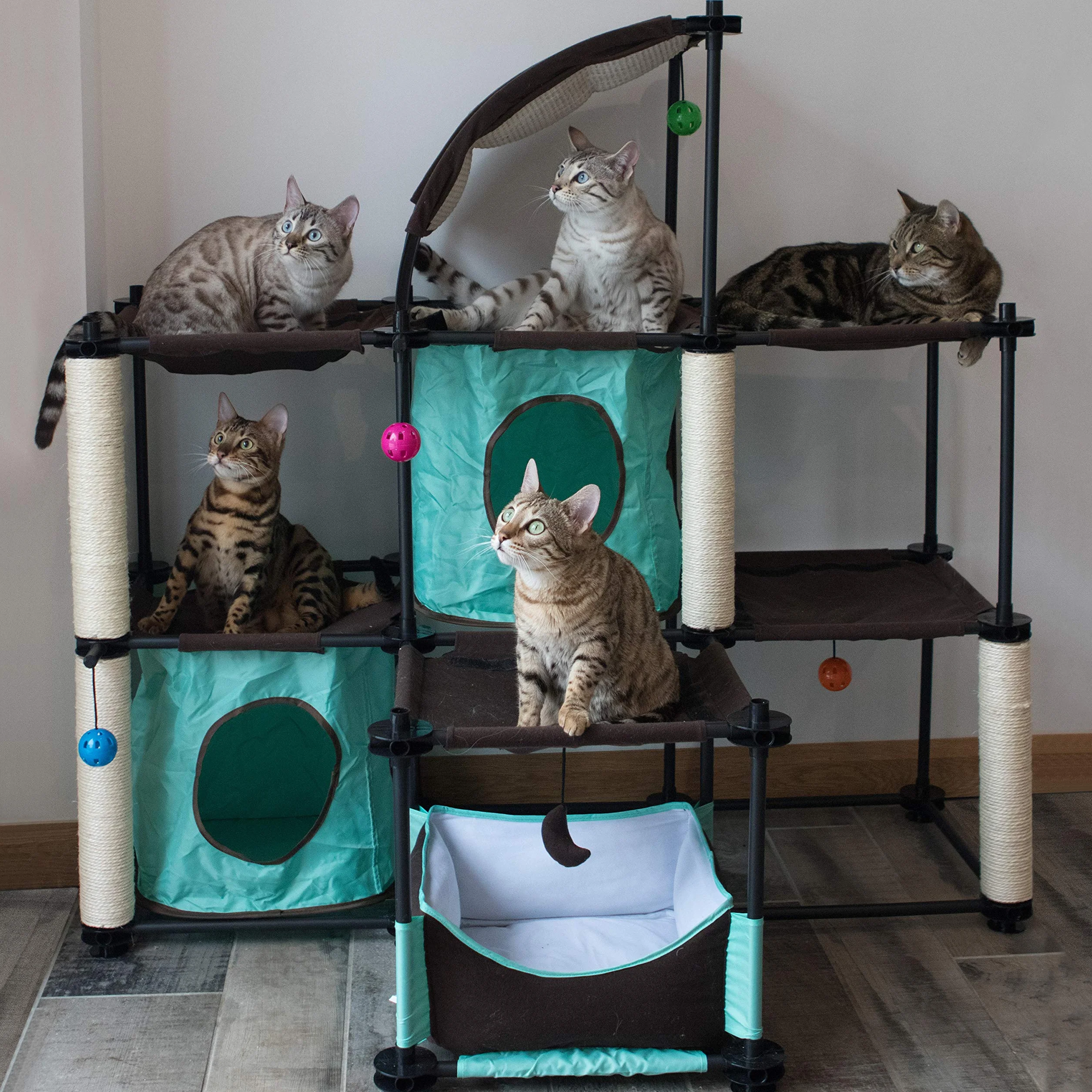 Kitty City Artiglio per interni ed esterni, Mega kit per gatti, cuccetta per gatti, cuccia per esterni, nero C, 45 x 45 x 43 cm (confezione da 1)