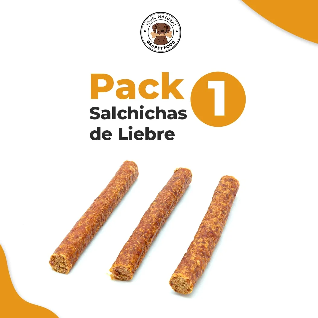 Snack Naturale per Cani - Salsiccia di Lepre - 500 g - 100% Carne di Coniglio - Sapore Unico - Gengive Sane - 100% Naturale - Snack Cani - Prodotto in Spagna - GESPETFOOD