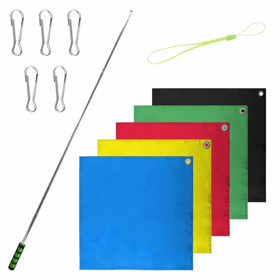 5 Pezzi Bandiere per addestramento Cavalli con Asta telescopica da 63 Pollici Bandiera Portatile con Clip per addestramento Cavalli Rodeo