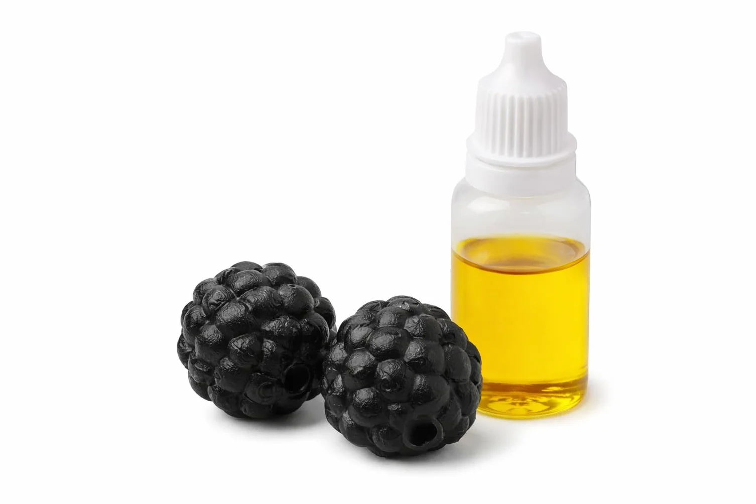 Generico Set Addestramento Tartufo per Cani – 2 Tartufi Finti Neri + Olio al Tartufo – Kit Completo Nose Work – Tartufo da Allenamento Riutilizzabile in Plastica – Ø 36×37 mm