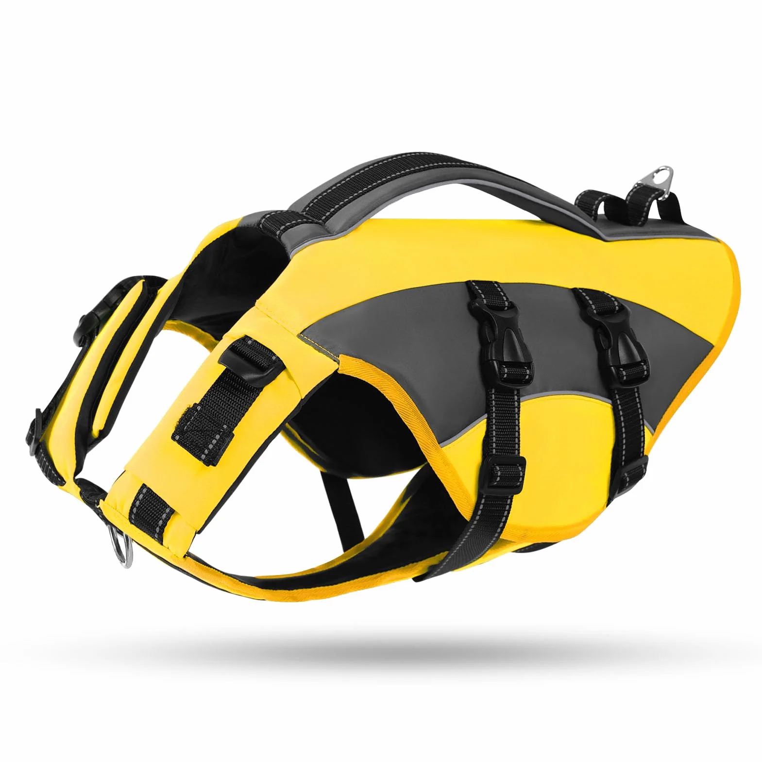 CITÉTOILE Giubbotto di Salvataggio per Cani, Salvagente Cane Regolabile Ripstop, con Maniglia e Strisce Riflettenti, per Gli Sport Acquatici, Dog Life Jecket, Giallo, M
