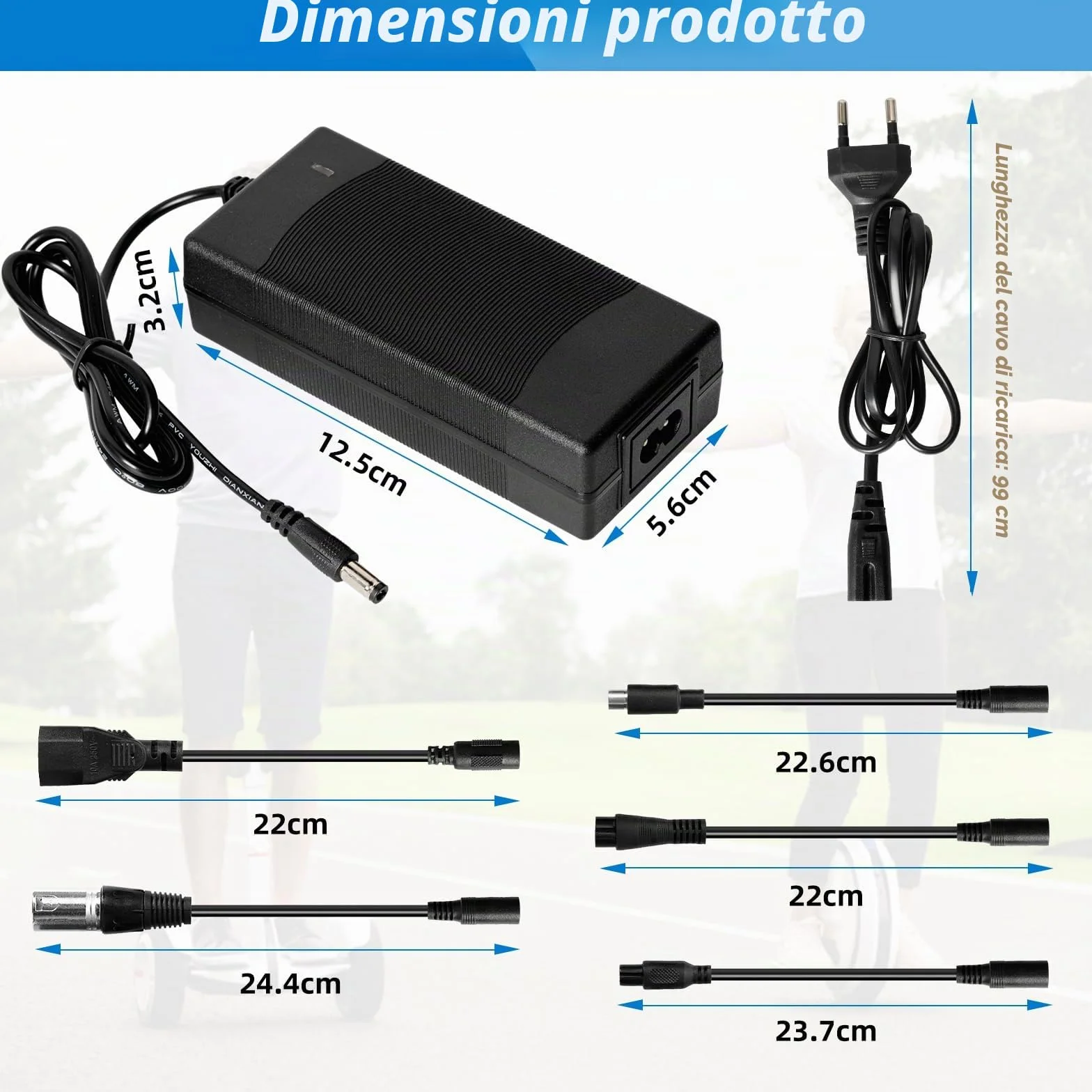 Caricatore Monopattino Elettrico 42V 2A per M365 Scooter con 6 Connettori