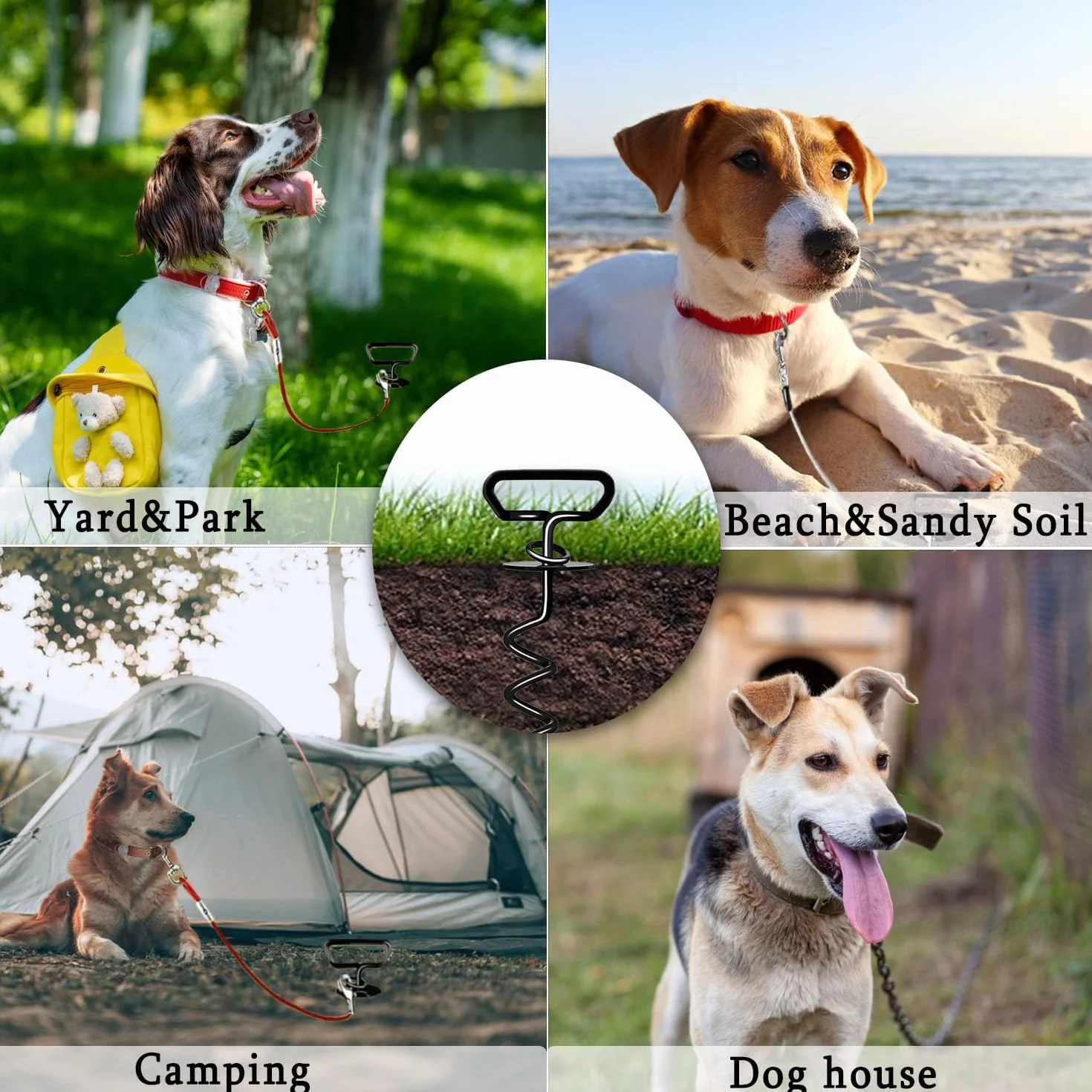 Ancoraggio a Terra per Cani, Picchetto a Vite con Testa a Spirale, Senza Grovigli, Robusto Palo per Cani per Giardino, Prato, all'aperto
