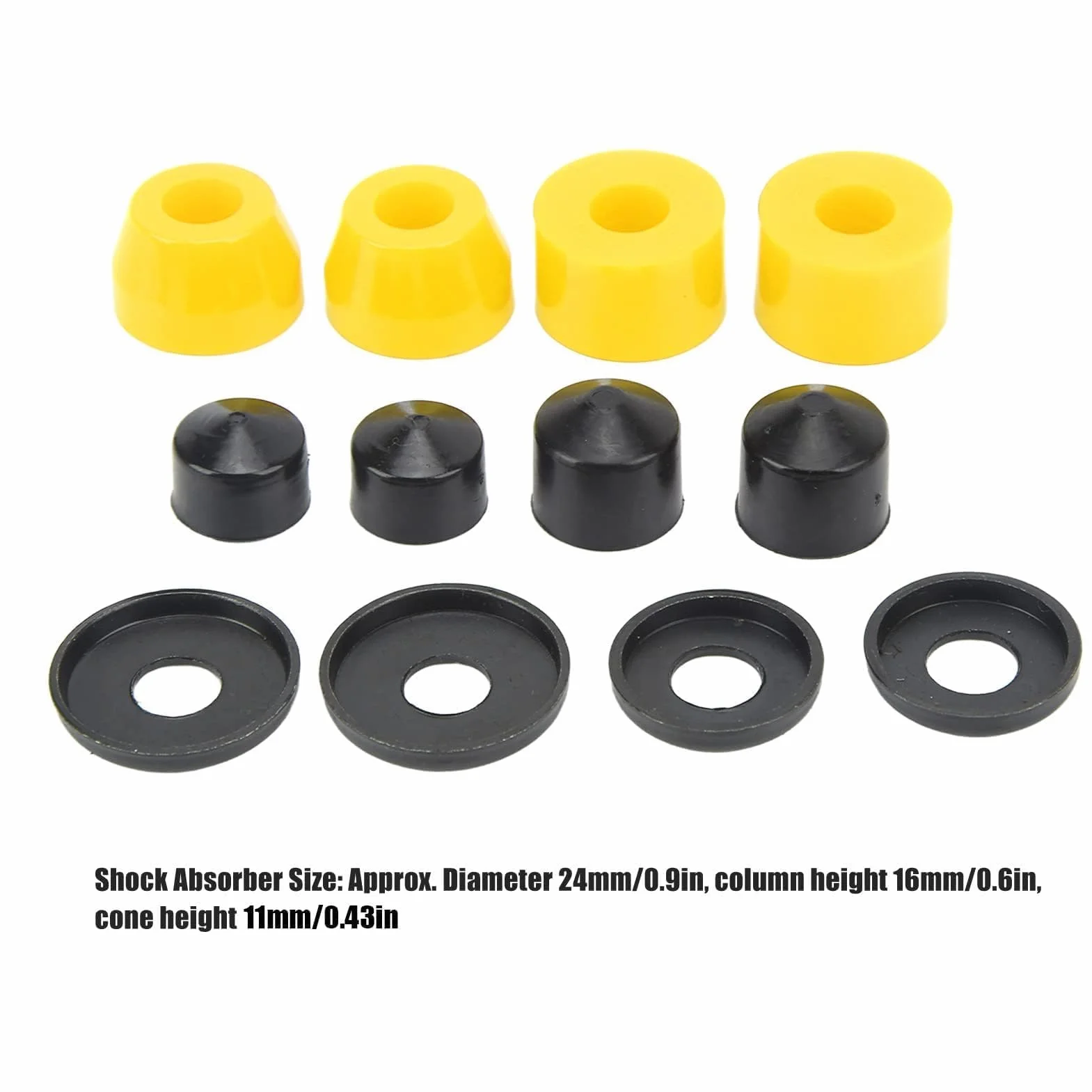 HERCHR Boccole per Skateboard 12 Pezzi Set PU 90A (Giallo)