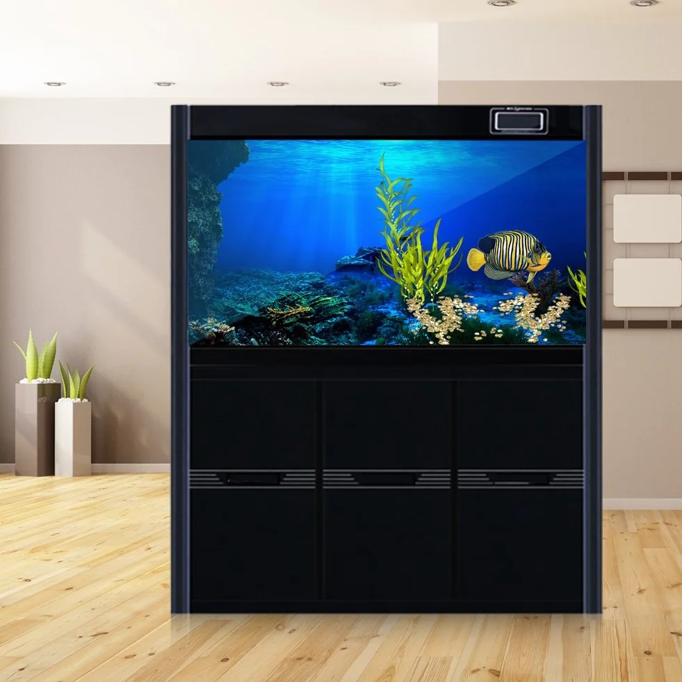 Sfondo Acquario, 61 x 30cm Sfondo Posteriore Acquario Sfondi per Acquario Poster Adesivo del Mondo Marino in PVC Impermeabile Decorazione per Acquario