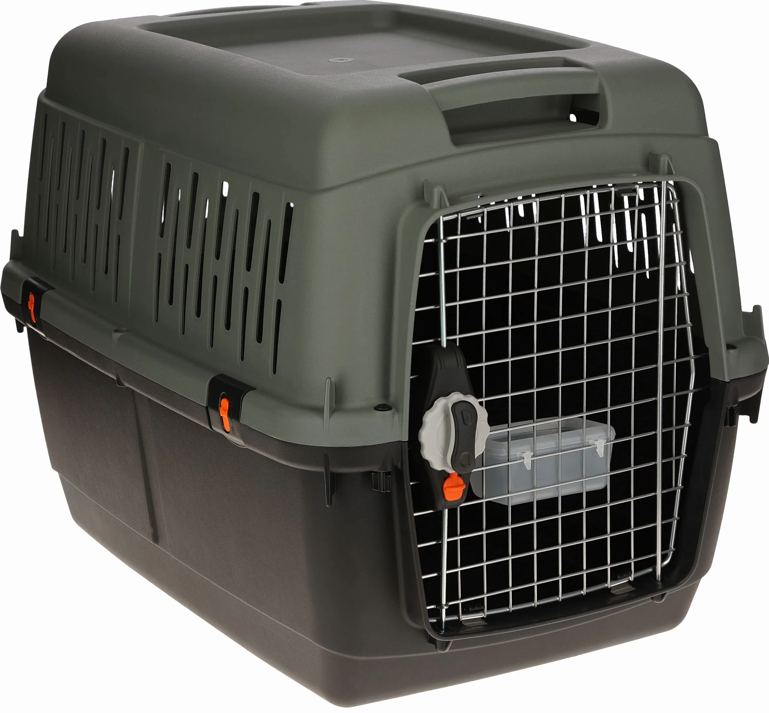 Kerbl Pet scatola di trasporto Eco, per cani, antracite/grigio-verde, 81x60x61,5 cm, plastica, 15-40 kg, adatto ai cani, adatto ai viaggi aerei, con porta in metallo
