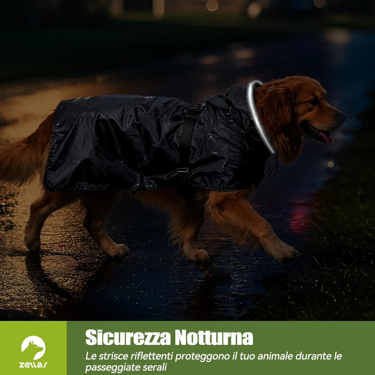 Zellar Impermeabile per Cani Regolabile, Leggero con Buco per Collare e Strisce Riflettenti, Vestibilità Facile, Traspirante Cappotto Pioggia Cane Taglie Media e Grandea (XL, Grigio)