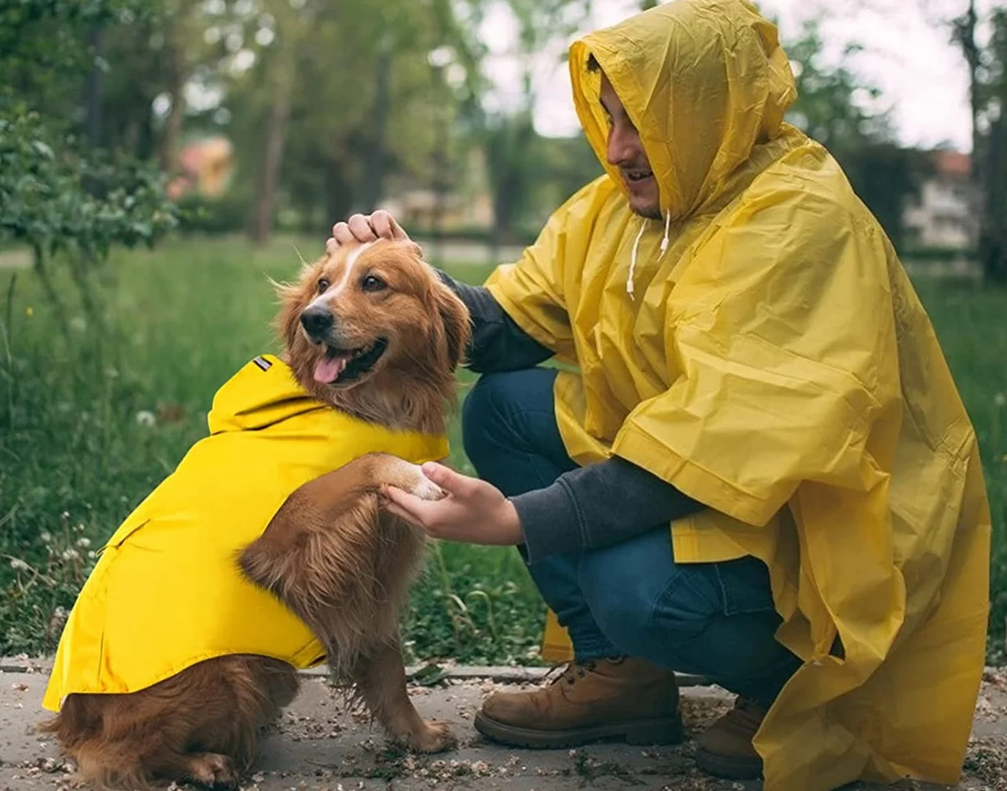 Voarge Impermeabile per cani di medie e grandi dimensioni con cappuccio, poncho riflettente per piccoli cani (4XL, rosso)