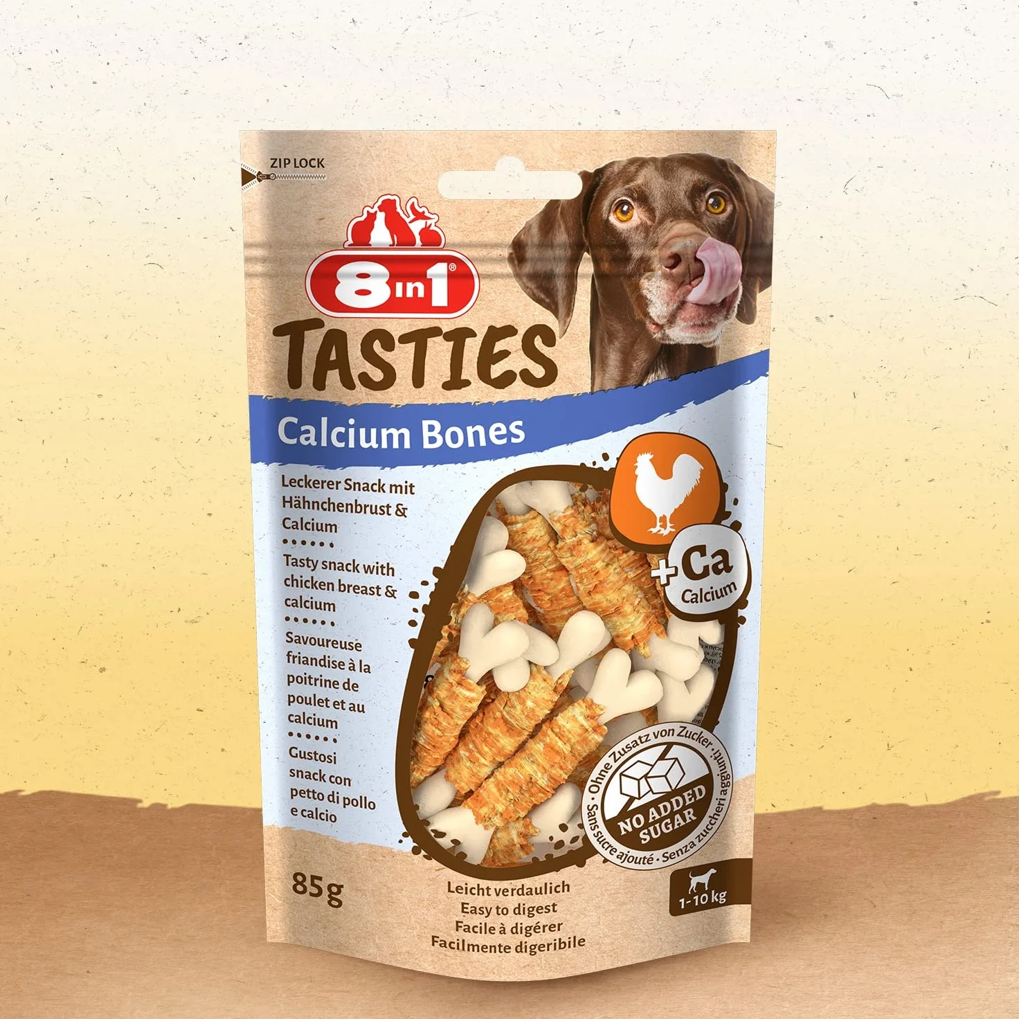 8in1 Tasties Calcium Bones - Ossa di calcio - Piccole ossa di calcio avvolte nel petto di pollo, 85