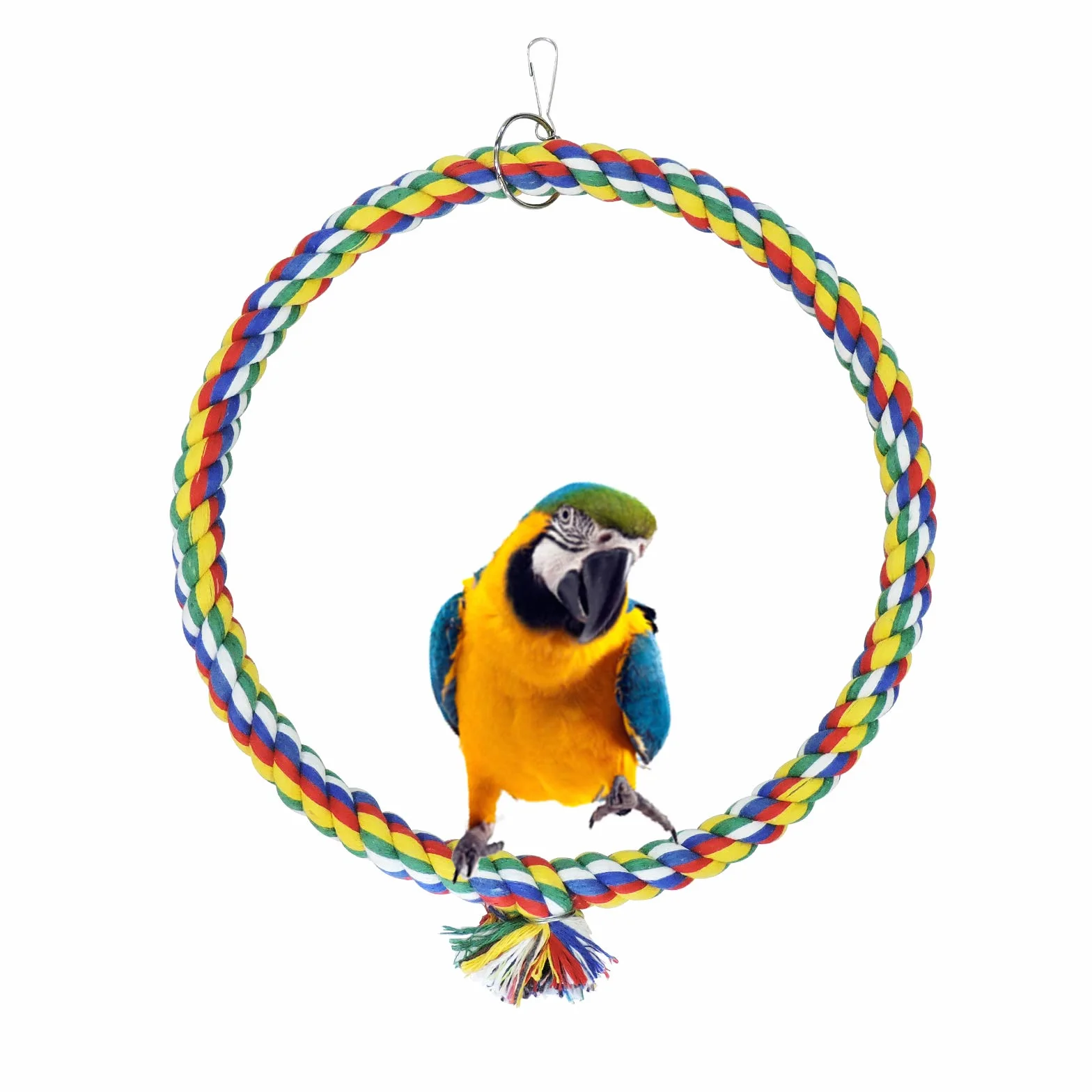 Andiker Altalena per Uccelli, Giocattolo da Appendere in Gabbia con Corda di Cotone, Resistenza al Morso, per Pappagallo Calopsitte Pappagallini (25cm)