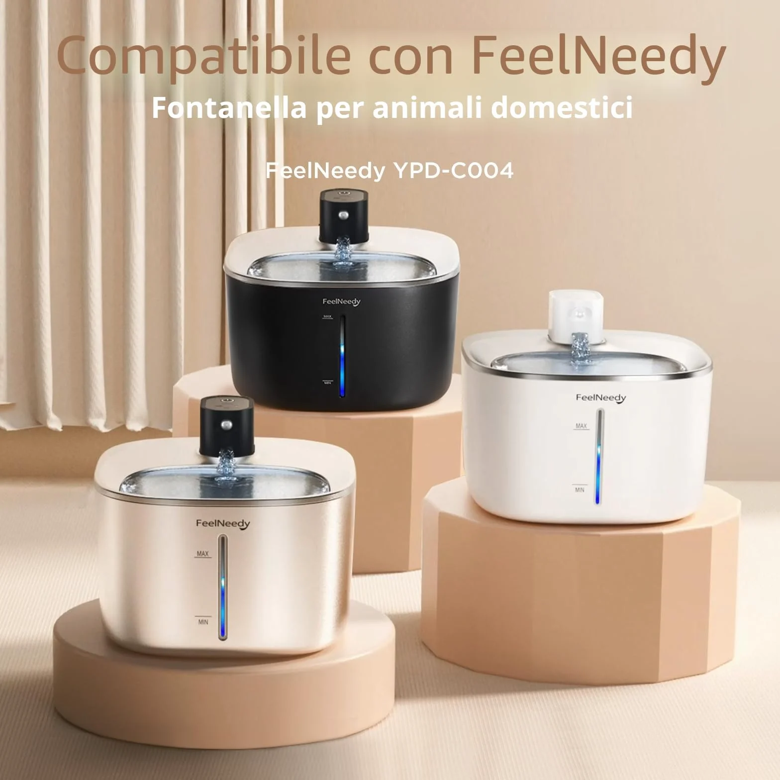 10 Pezzi di Filtri per FEELNEEDY 4L Fontanella per Gatti Senza Fili con Sensore di Movimento, Imballaggio Individuale