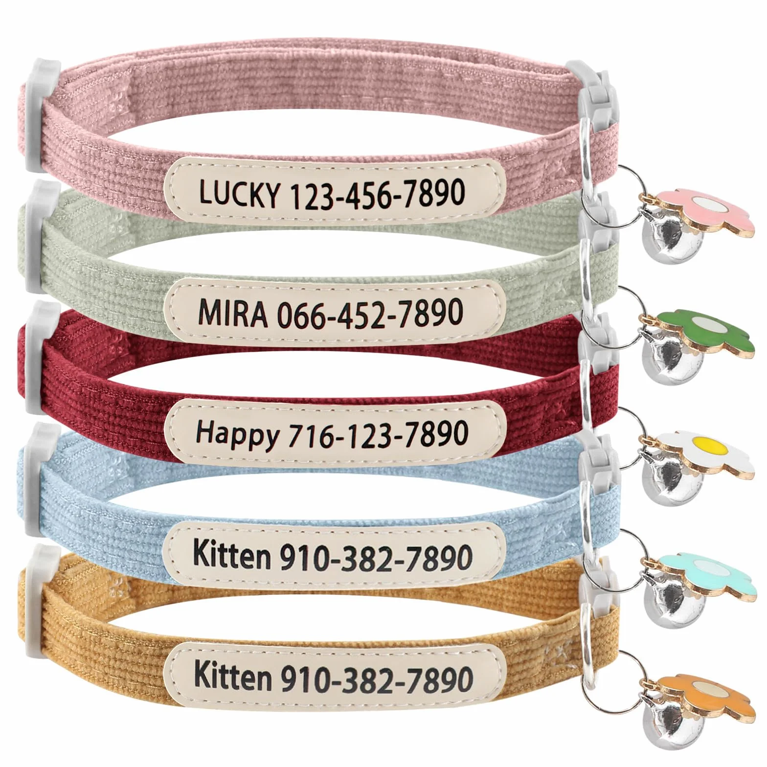 Collare per gatti personalizzato con stampa UV nome e numero di telefono – Collare regolabile per animali domestici con campana