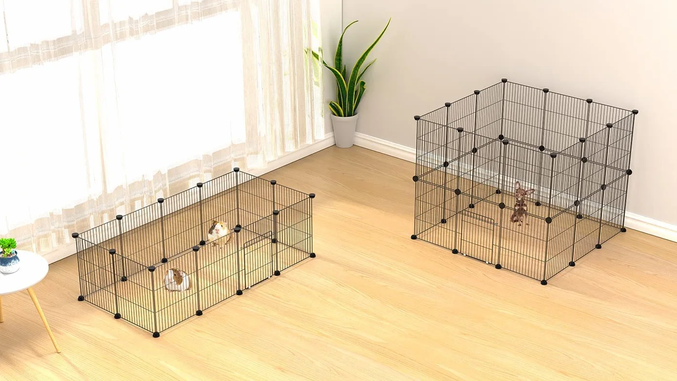 Recinto per piccoli animali in filo metallico portatile con porta 43x32 24 pezzi