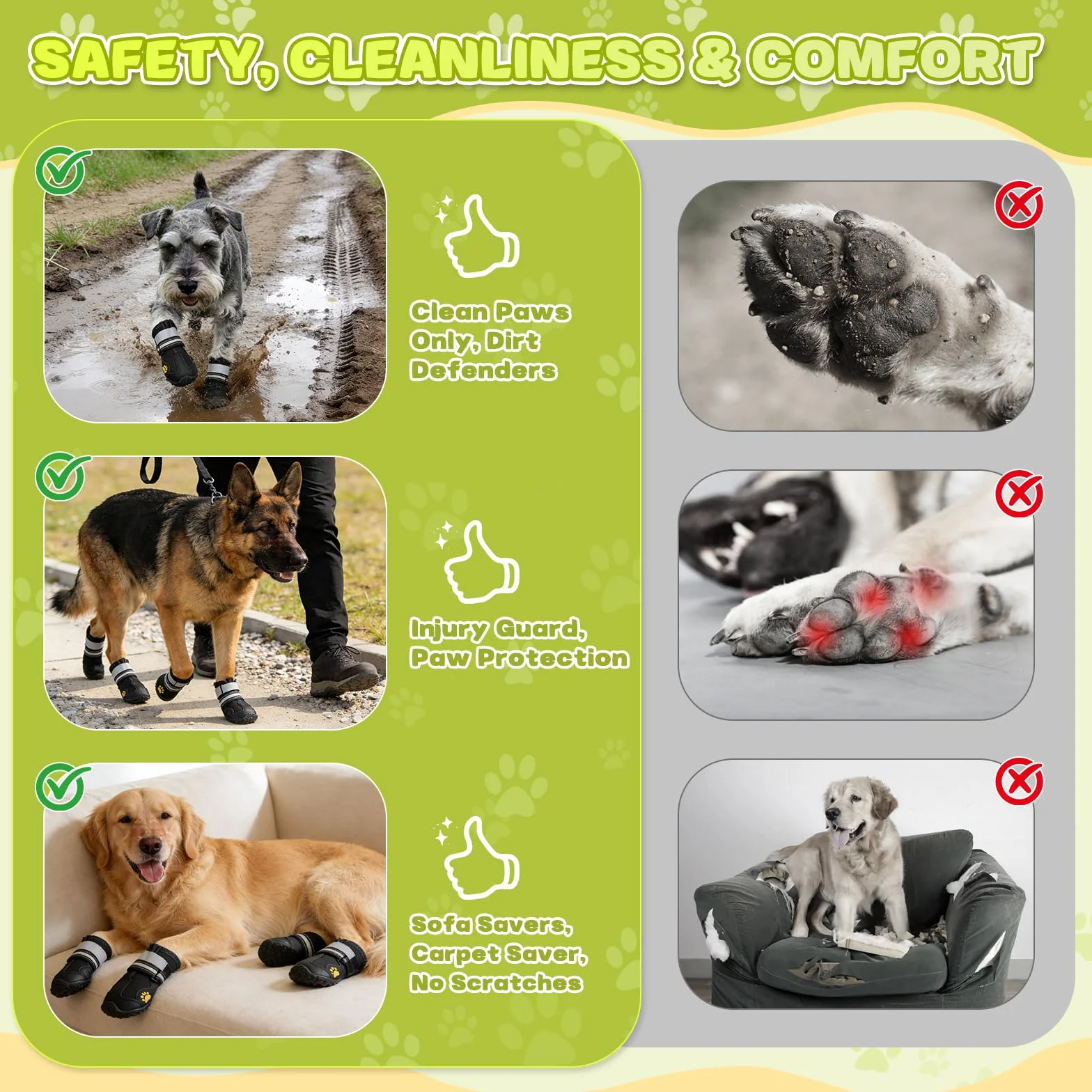 Stivali per Cani Impermeabili 4 Pezzi con Cinghie Riflettenti e Suola Antiscivolo per Cani Media e Grande