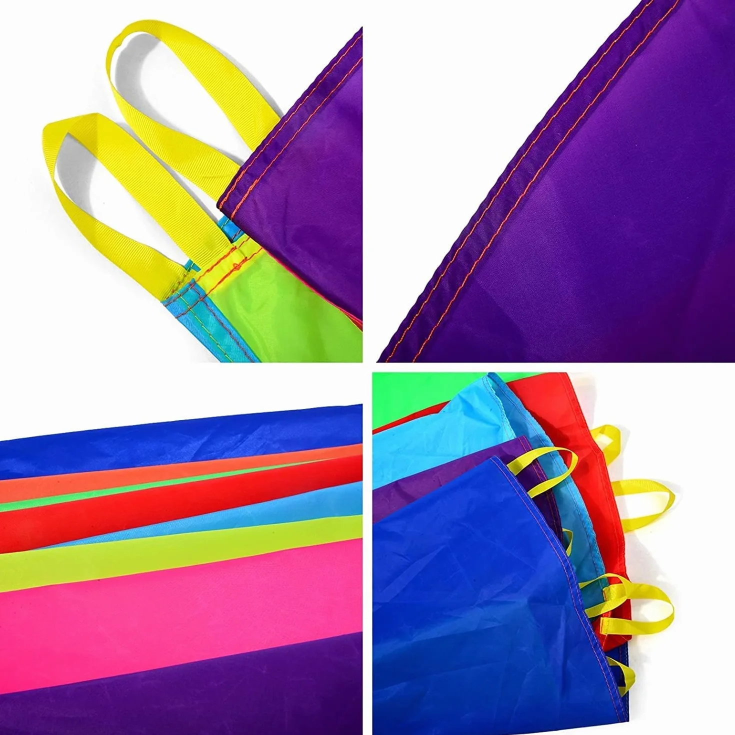 Gioco Paracadute Arcobaleno 8 Maniglie Bambini 2M Giocattolo Paracadute Colorato Stoffa