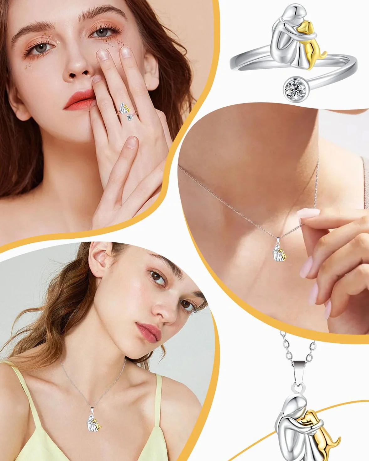 Collana con Cane Argento Sterling 925 Ciondolo Animale Regalo per Ragazze