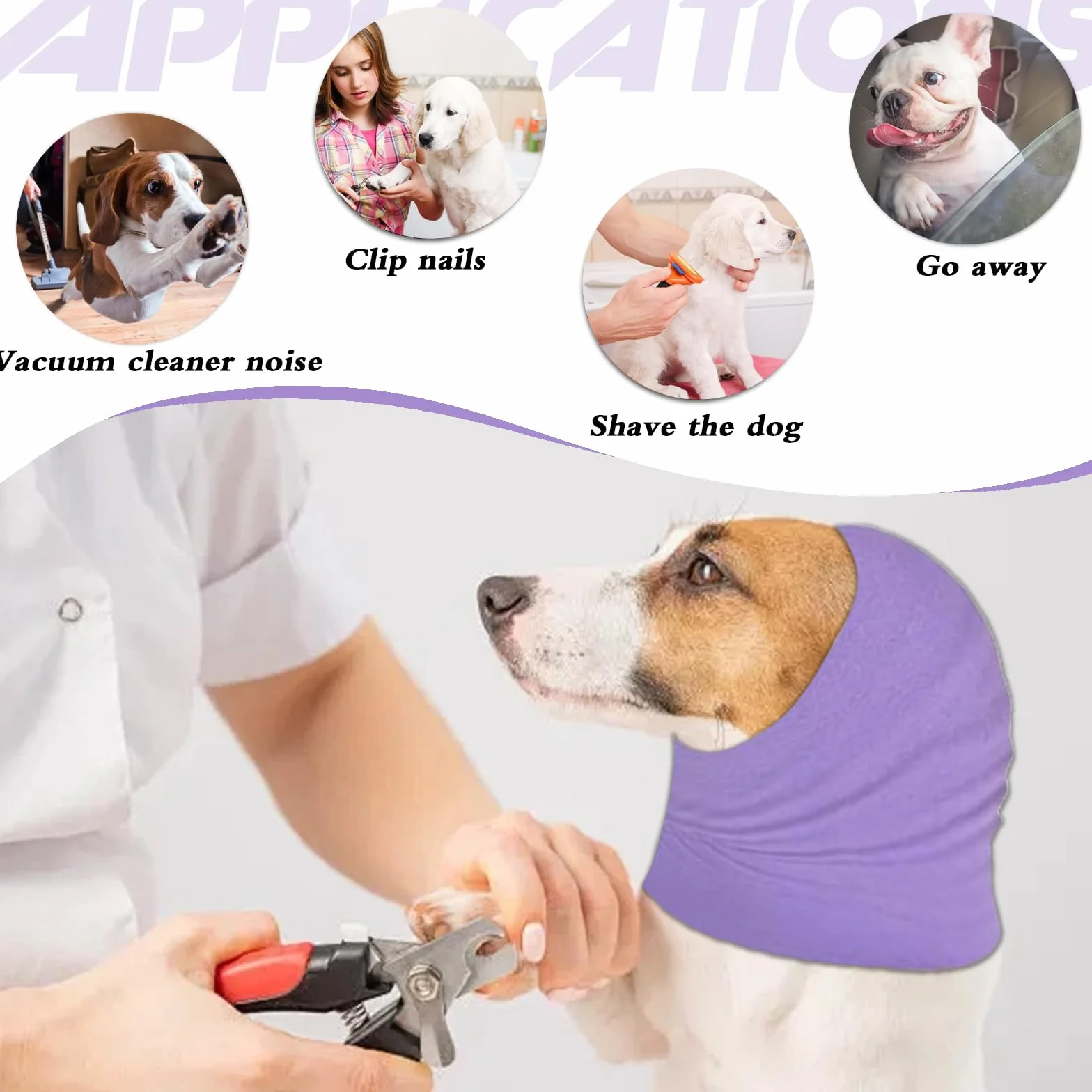 Copriorecchie per Cani Set di 3 Cuffie Antirumore Nero Viola Rosa