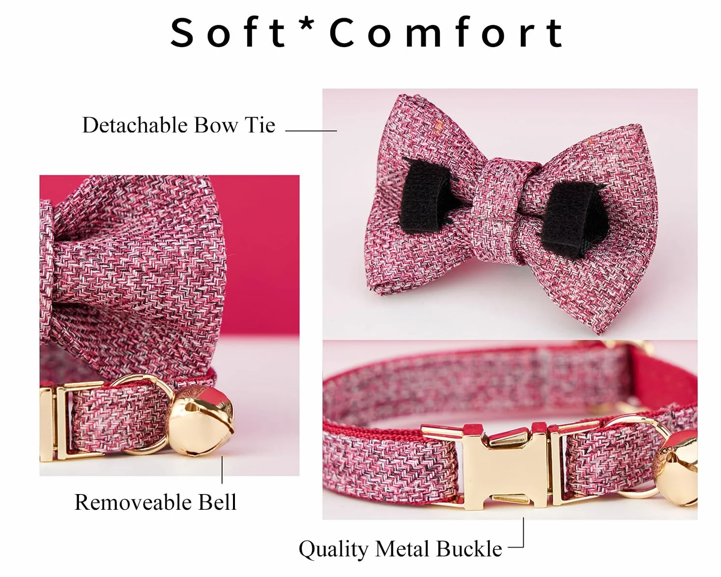 Collare gatto personalizzato con incisione: Nome e Numero – Morbido, regolabile e sicuro con fibbia metallica, stile Tweed