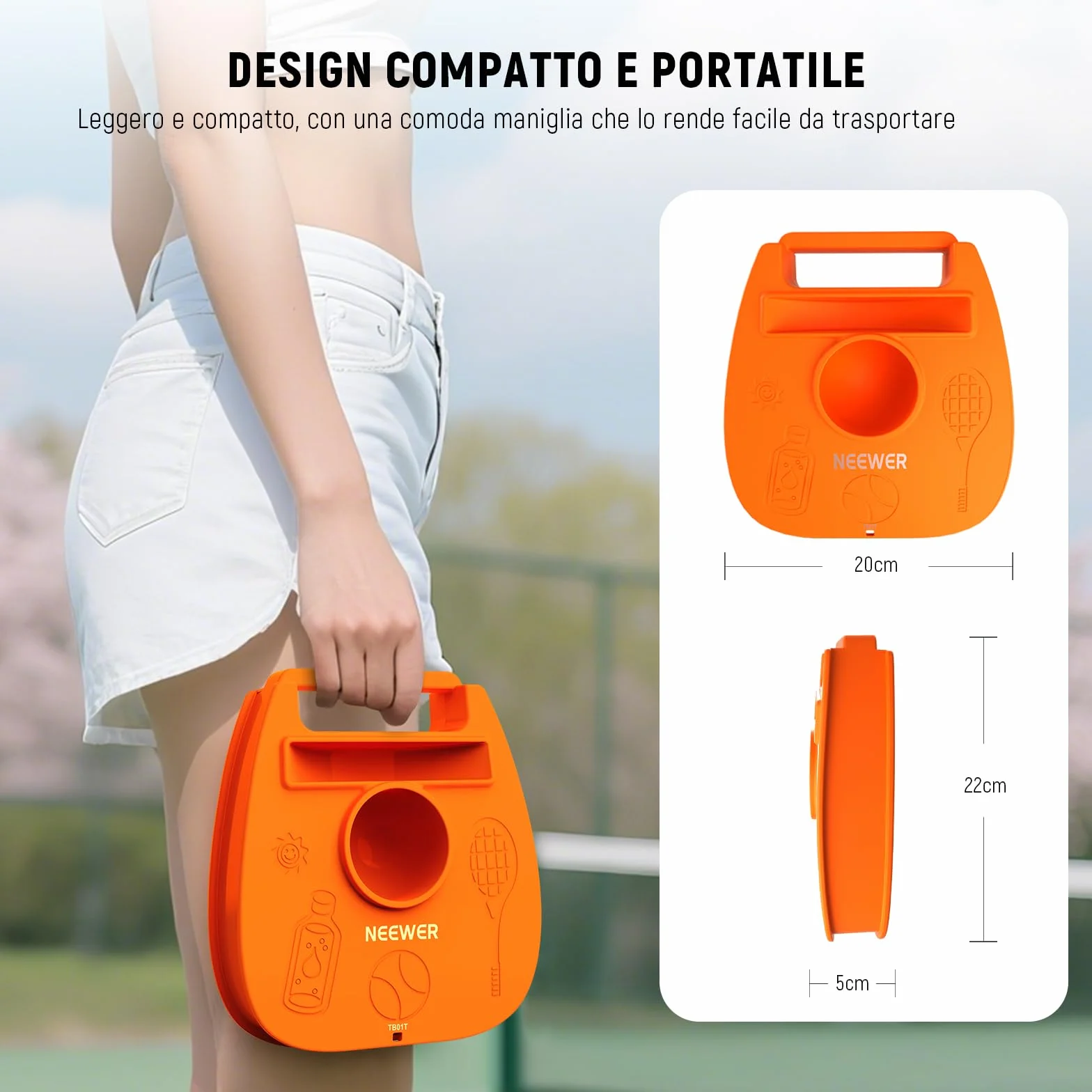 NEEWER Set di Palline da Tennis Portatili con Base in Ferro Antiscivolo, Supporto per Racchetta, 3 Palline con Corda Elastica, Rimbalzatore Allenamento Individuale per Adulti TB01Z
