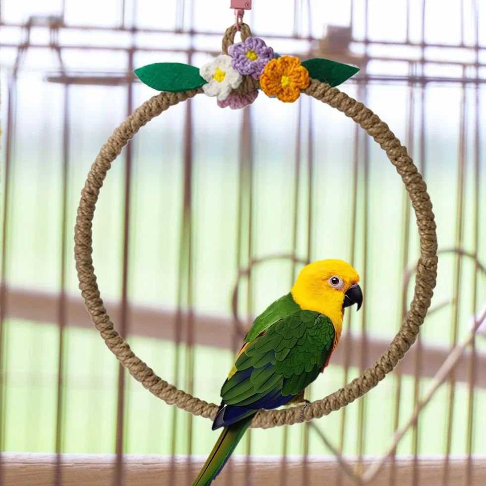 Altalena per Uccelli Giochi per Pappagalli da Appendere in Gabbia Giocattolo Corda