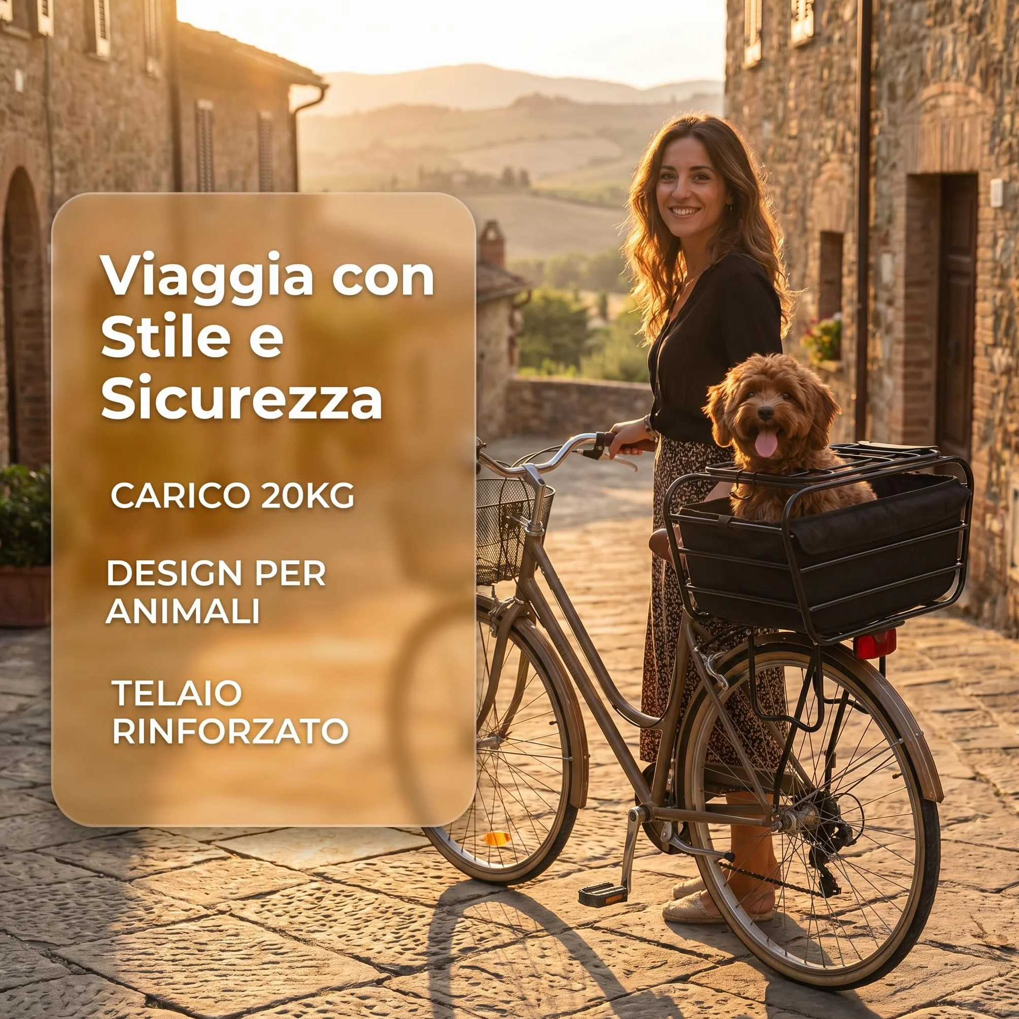 predolo Trasportino per Cani da Bicicletta Universale, Cesto Bici con Coperchio, Telaio Rinforzato Cestino Posteriore per Bicicletta, per Spostamenti Quotidiani