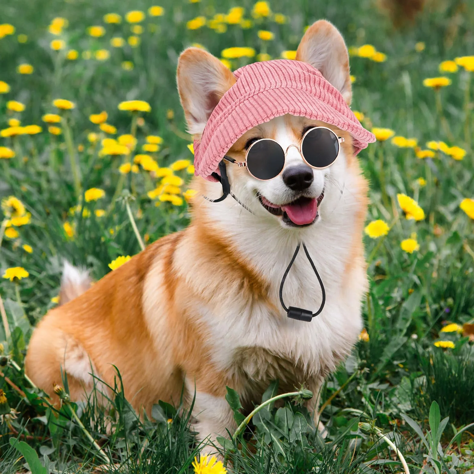 Cappello da Baseball per Cani con Fori per le Orecchie Occhiali da Sole Antiscivolo Regolabile Rosa Piccolo