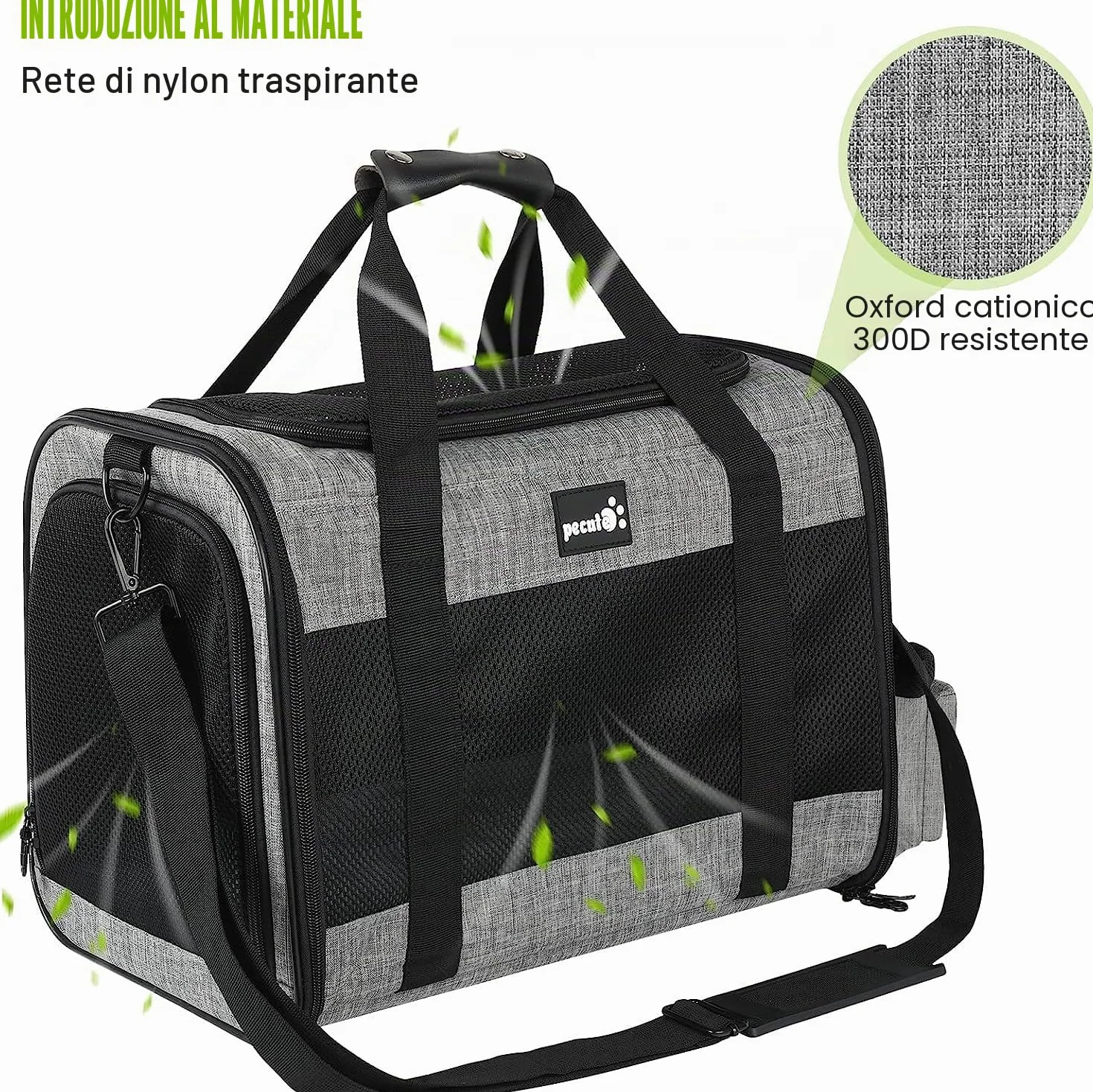 Pecute Trasportino per Gatto & Cani, Borsa per Gatti, Borsa da Viaggio Portatile per Cani, Tessuto a Maglia Traspirante, Adatto per Viaggi Lunghi e Brevi, Usato per Gatti e Cuccioli Meno di 9KG