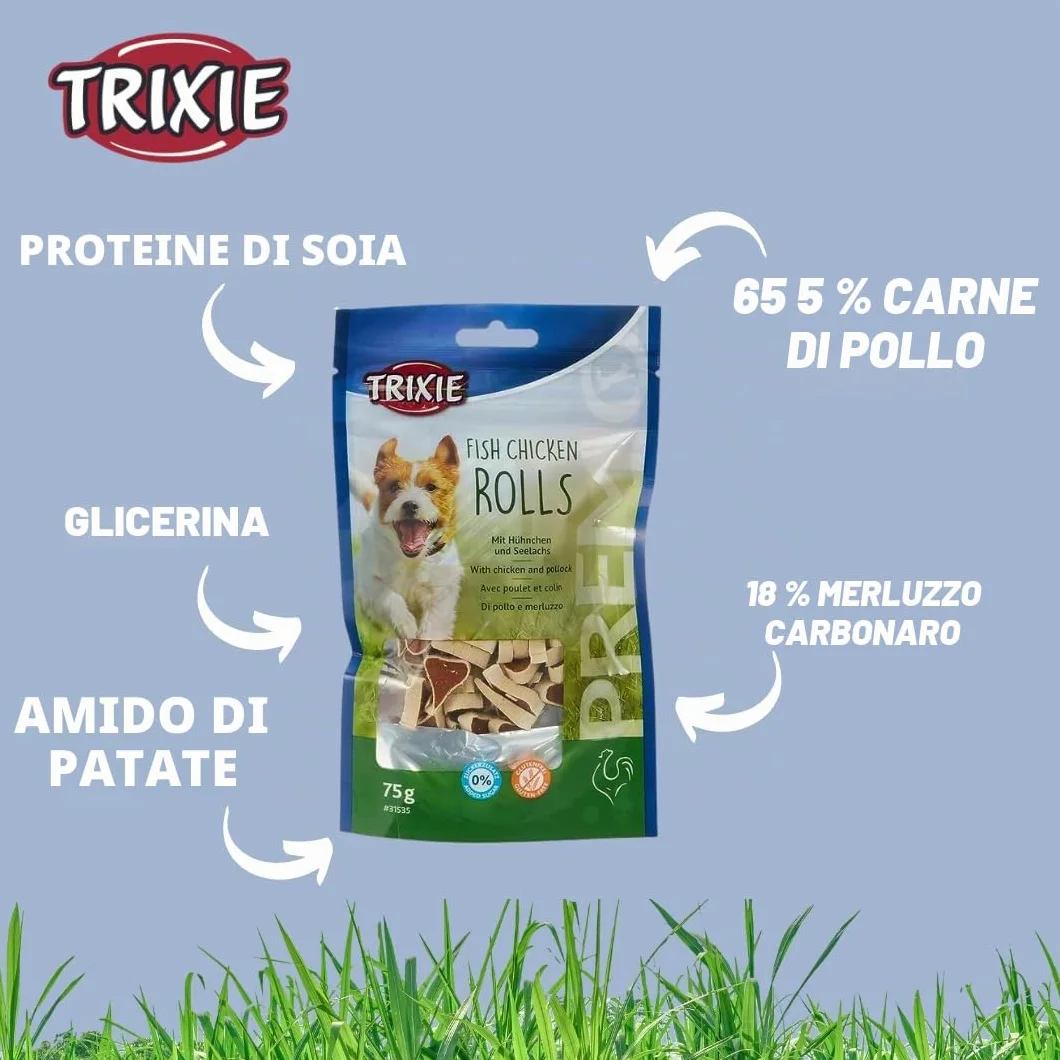 TRIXIE 31535 Premio Fish Chicken Involtini di pollo e pesce, 75 g