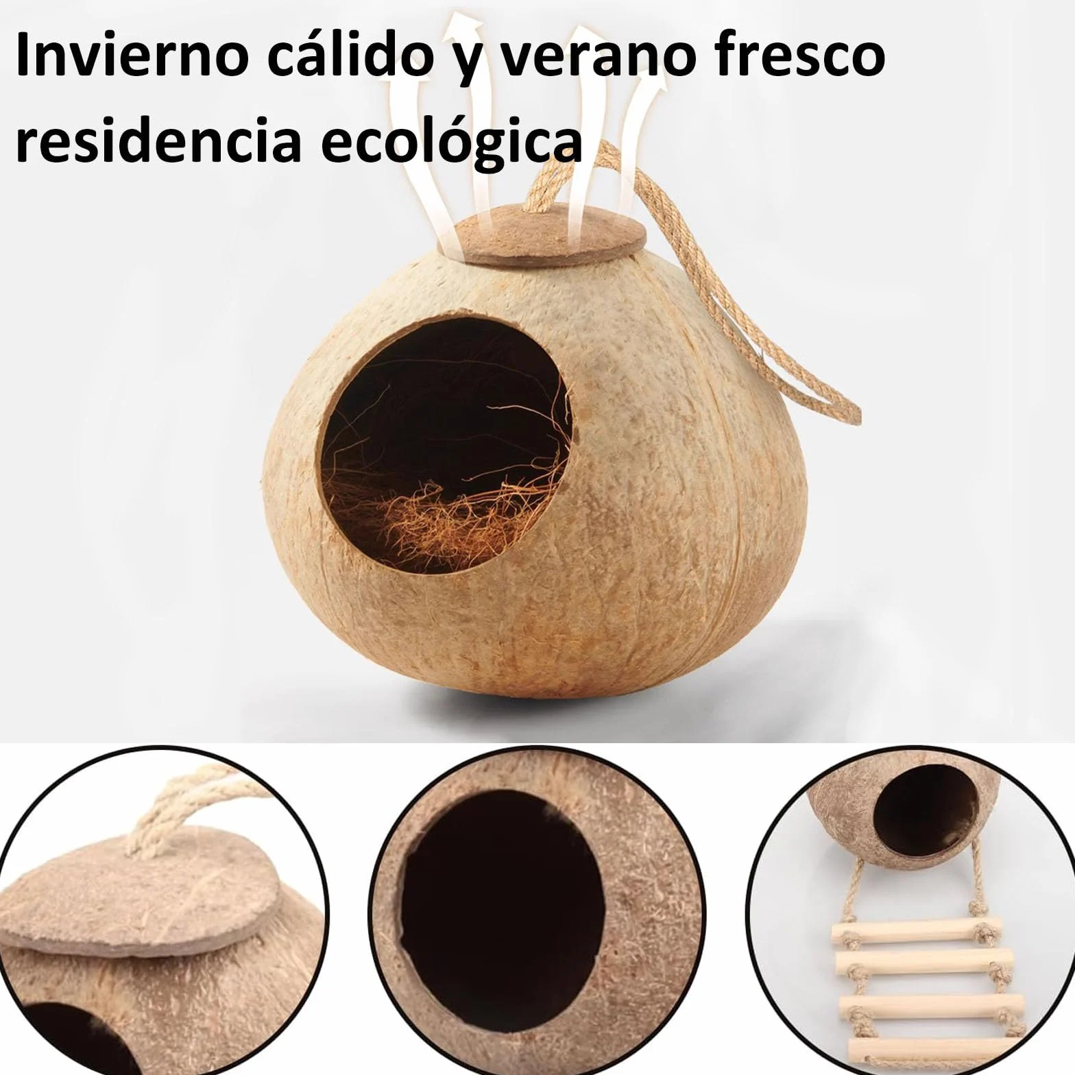Nido di Cocco per Uccelli Decorativo Resistente Alle Intemperie per Piccoli Uccelli Rettili