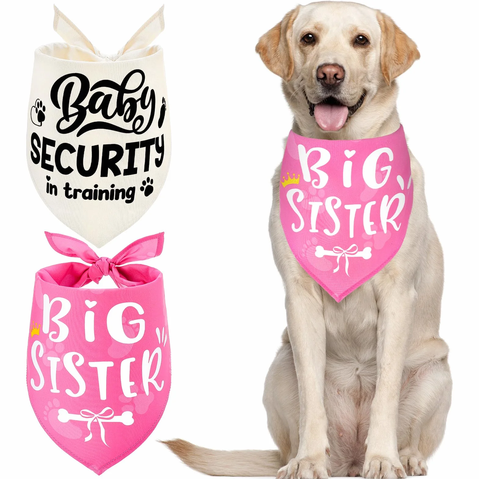 Set di 2 fazzoletti da collo per cani di piccola taglia media e grande, rosa e beige
