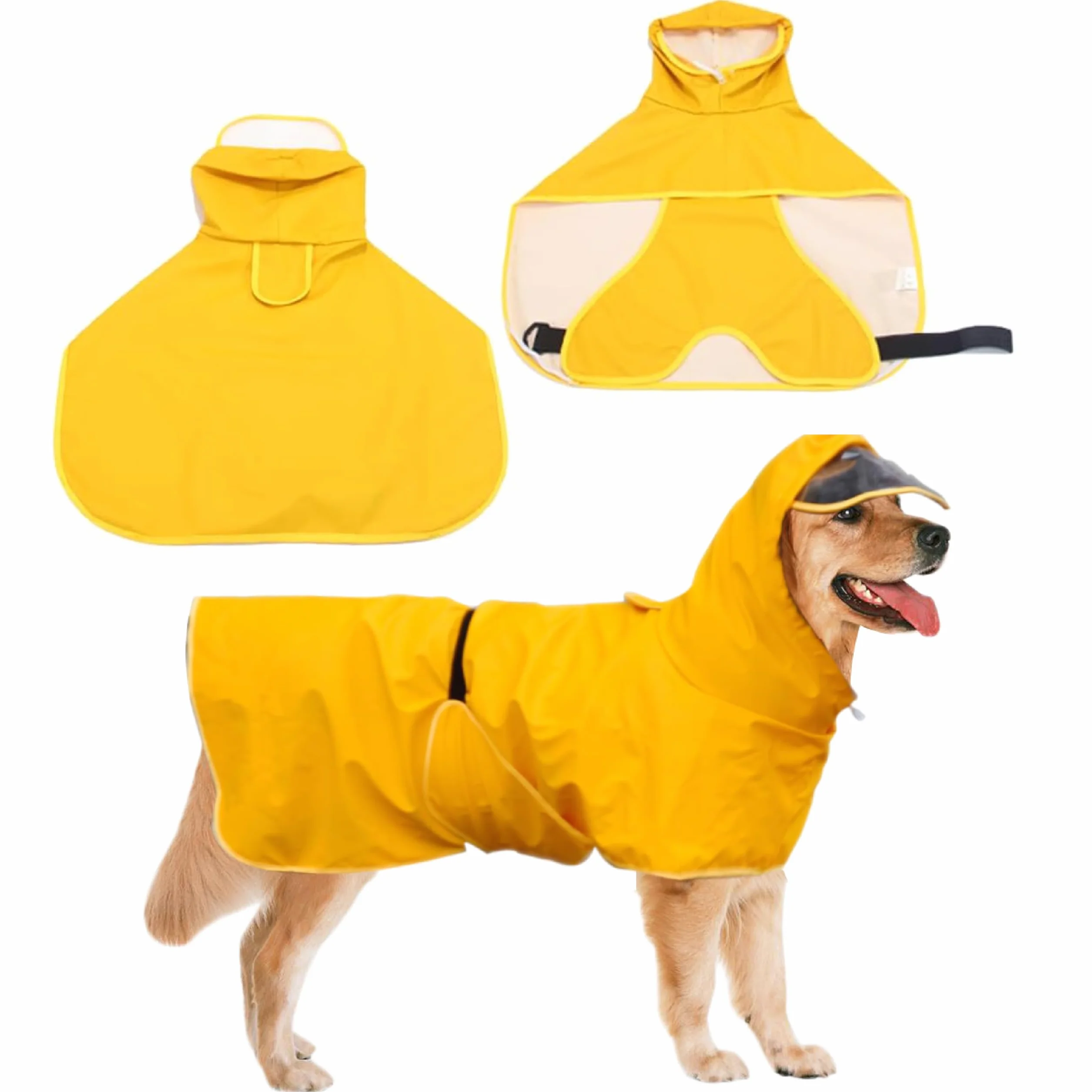 Mantellina Cane Pioggia, Giallo Impermeabile per Cani, Giacca Impermeabile per Cani, impermeabile cane antipioggia, cappotto impermeabile cane, Adatto a Cani di Taglia Grande, Media, 7XL
