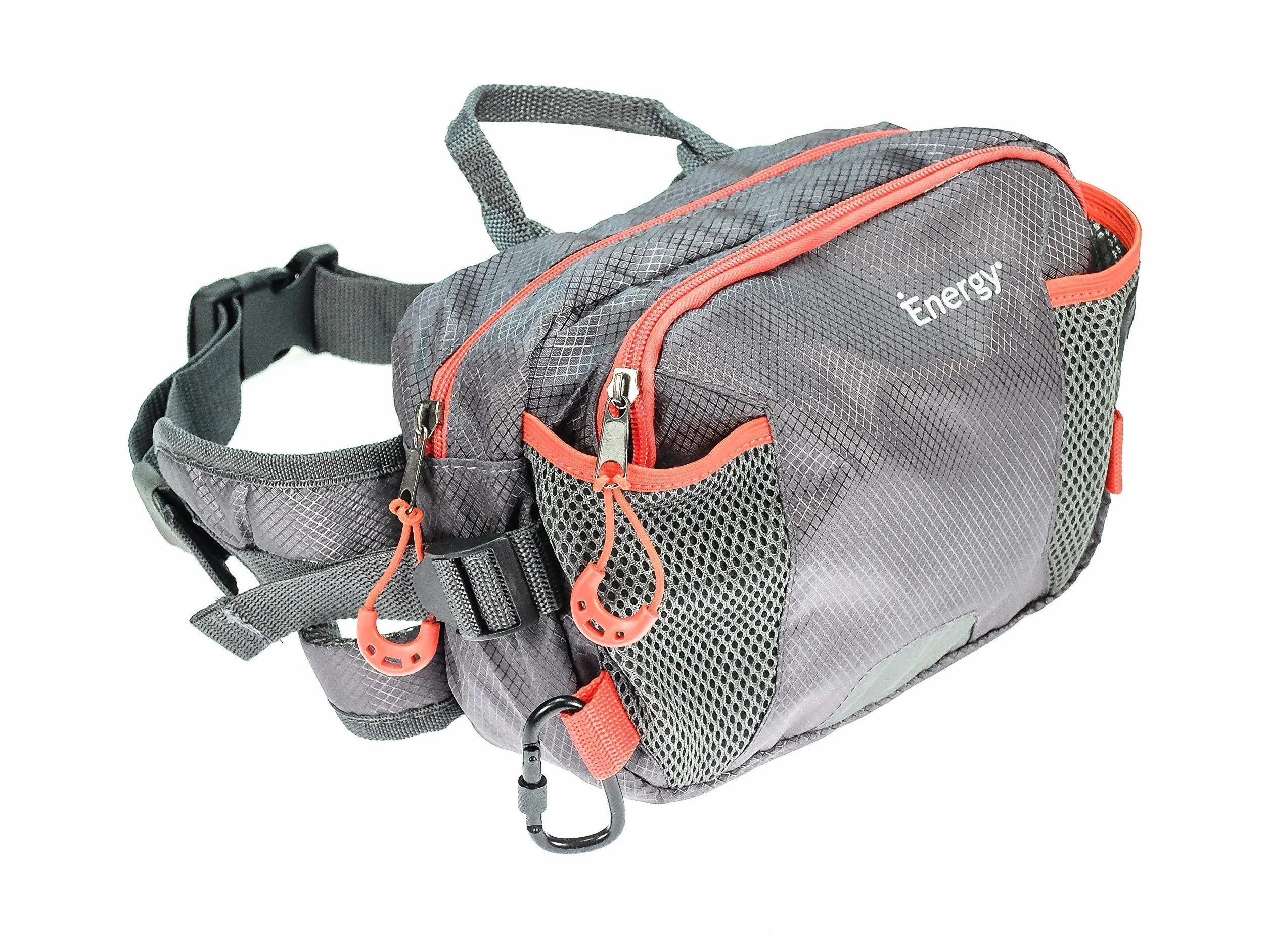 iEnergy Cintura in vita PAT per proprietari di cani - Marsupio resistente per passeggiate con il cane, Rosso/Grigio, 1 conteggio (confezione da 1)