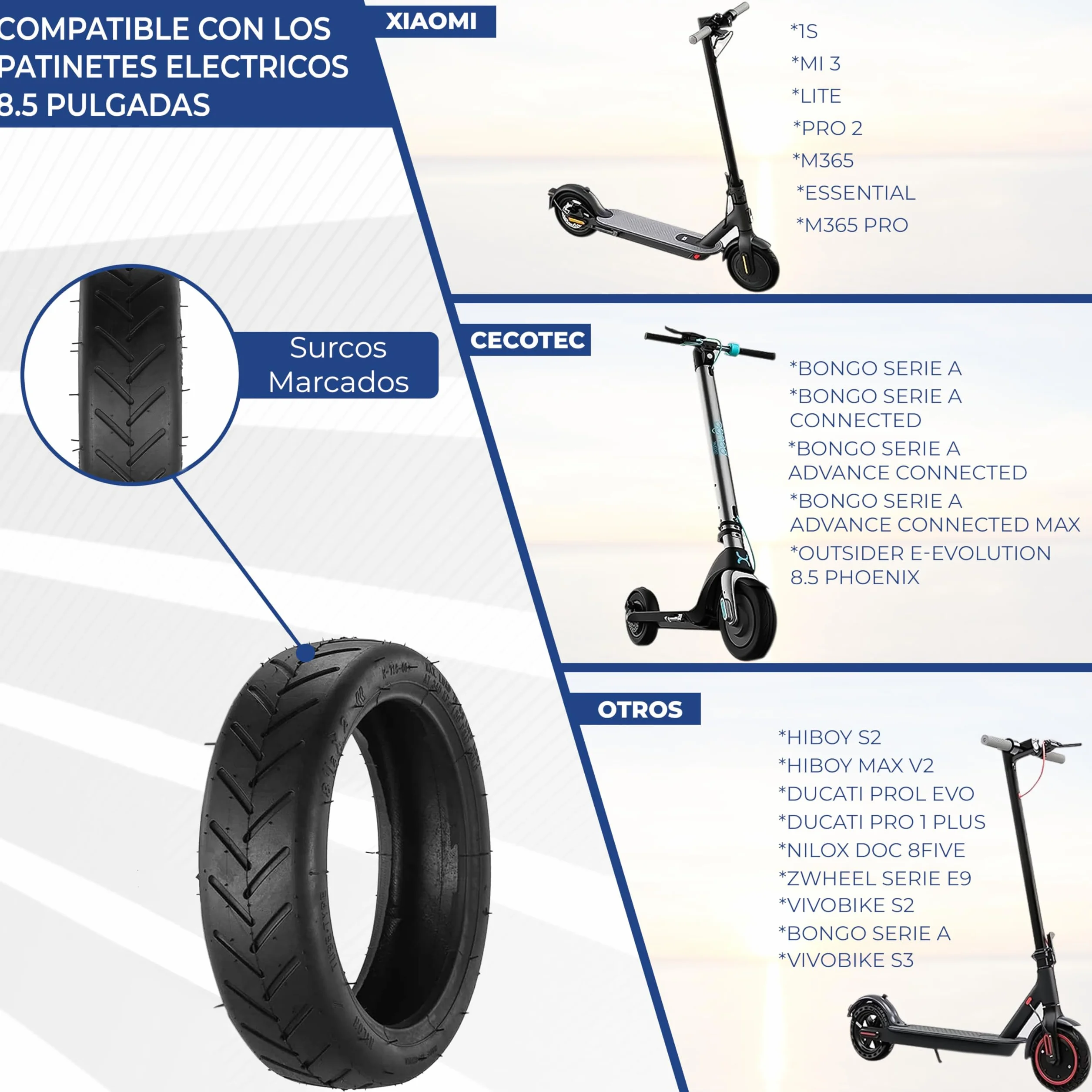 ANSENI Gomme Monopattino Xiaomi 8.5 pollici 8 1/2X2 Ruota 50/70-6.1 Copertone 20cm Camera d'aria Ricambi per Monopattino Elettrico 8,5 Pollici Scooter Xiaomi M365 Pro2 1S Essential