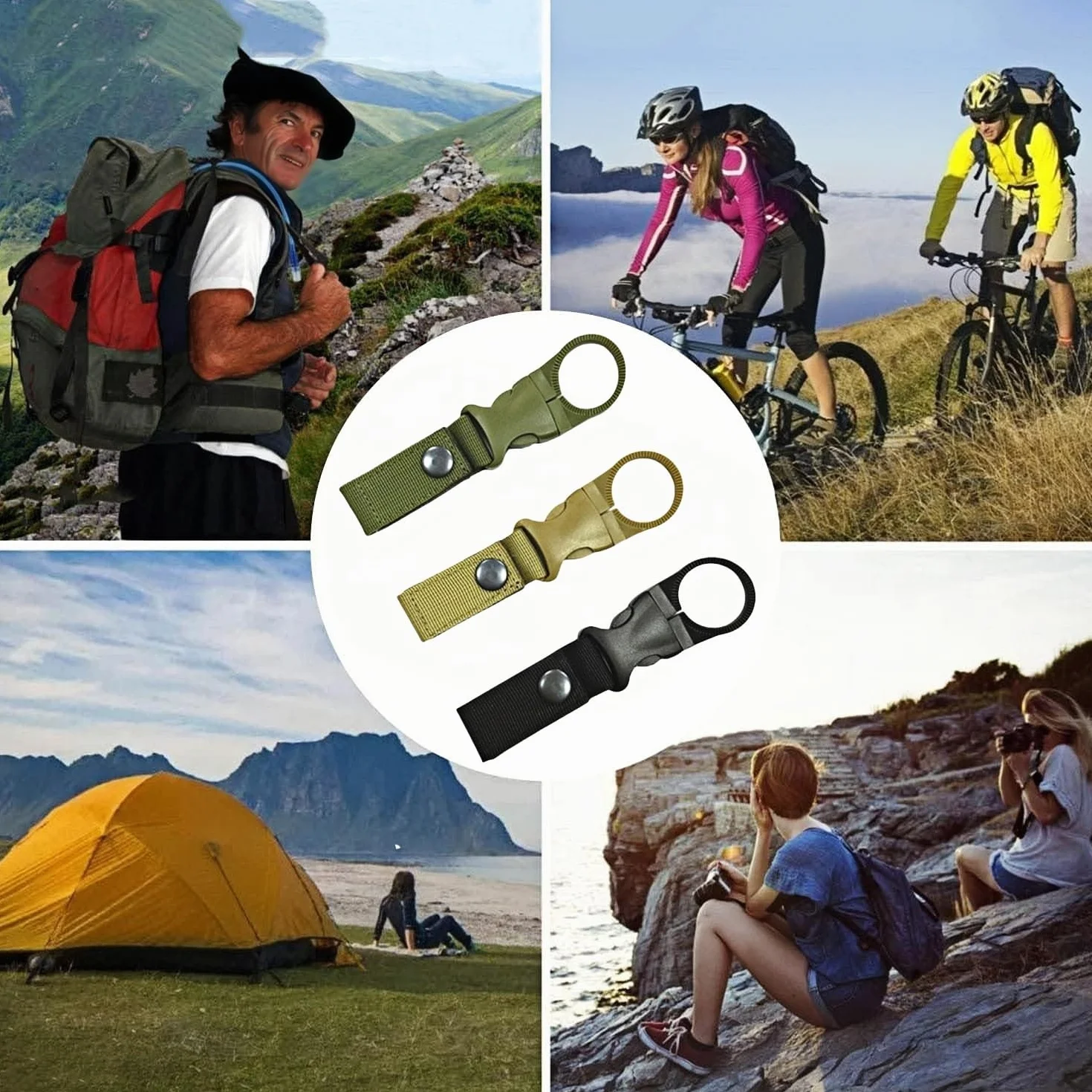 Fibbie per Bottiglia d'Acqua 3 Pezzi Clip Porta Bottiglia d'Acqua Porta Bottiglie da Esterno con Clip per Cintura Trekking