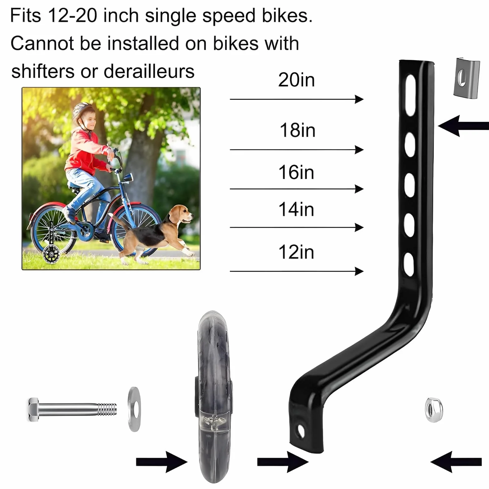 Rotelle bicicletta bambino,Ruote Ausiliarie per Biciclette,Rotelle Stabilizzatori,Training Wheels for Bikes Stabilizzatori,Ruote di Sostegno di Sicurezza