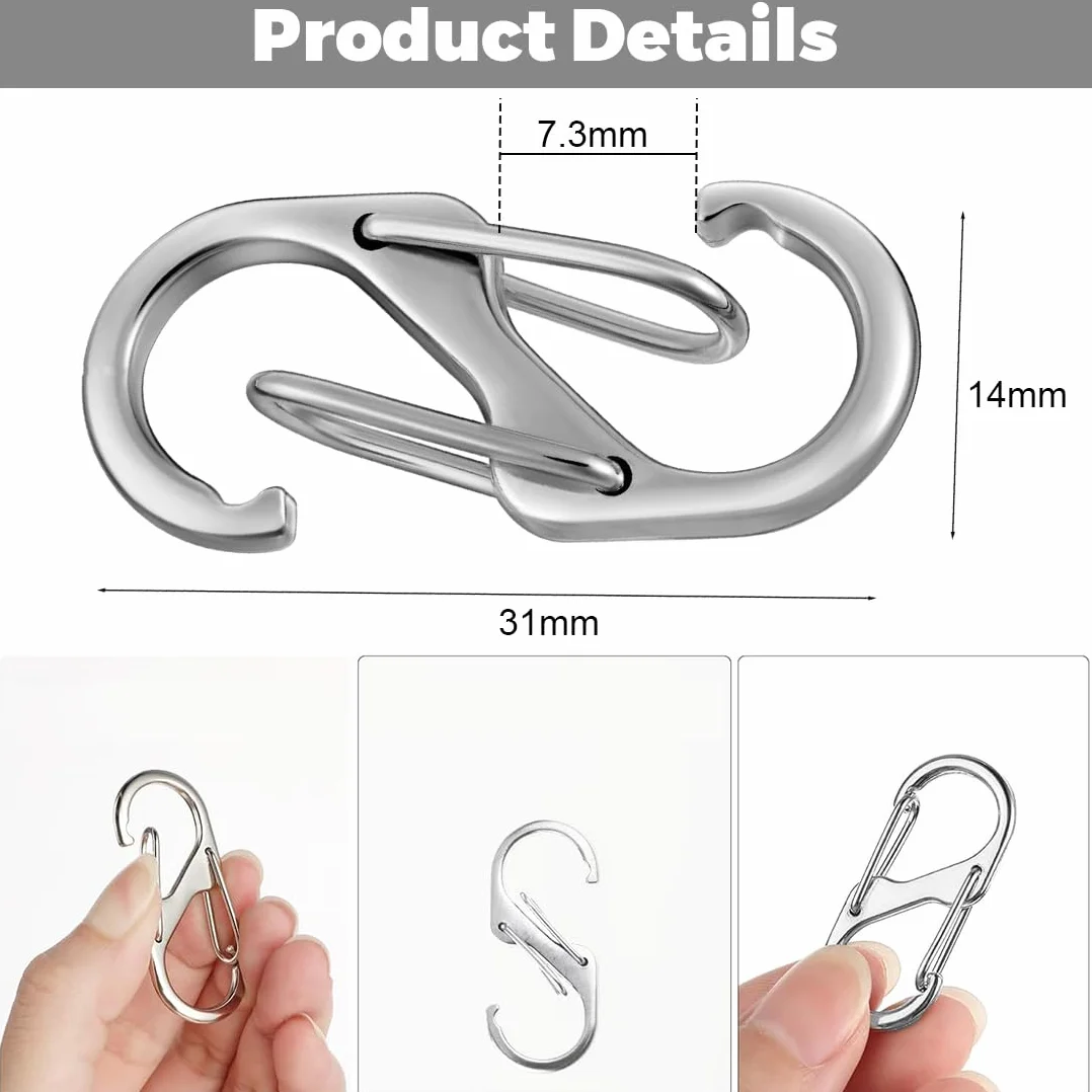 Mini Moschettoni S Multicolore Metallo Carabiner Campeggio Viaggi Portachiavi