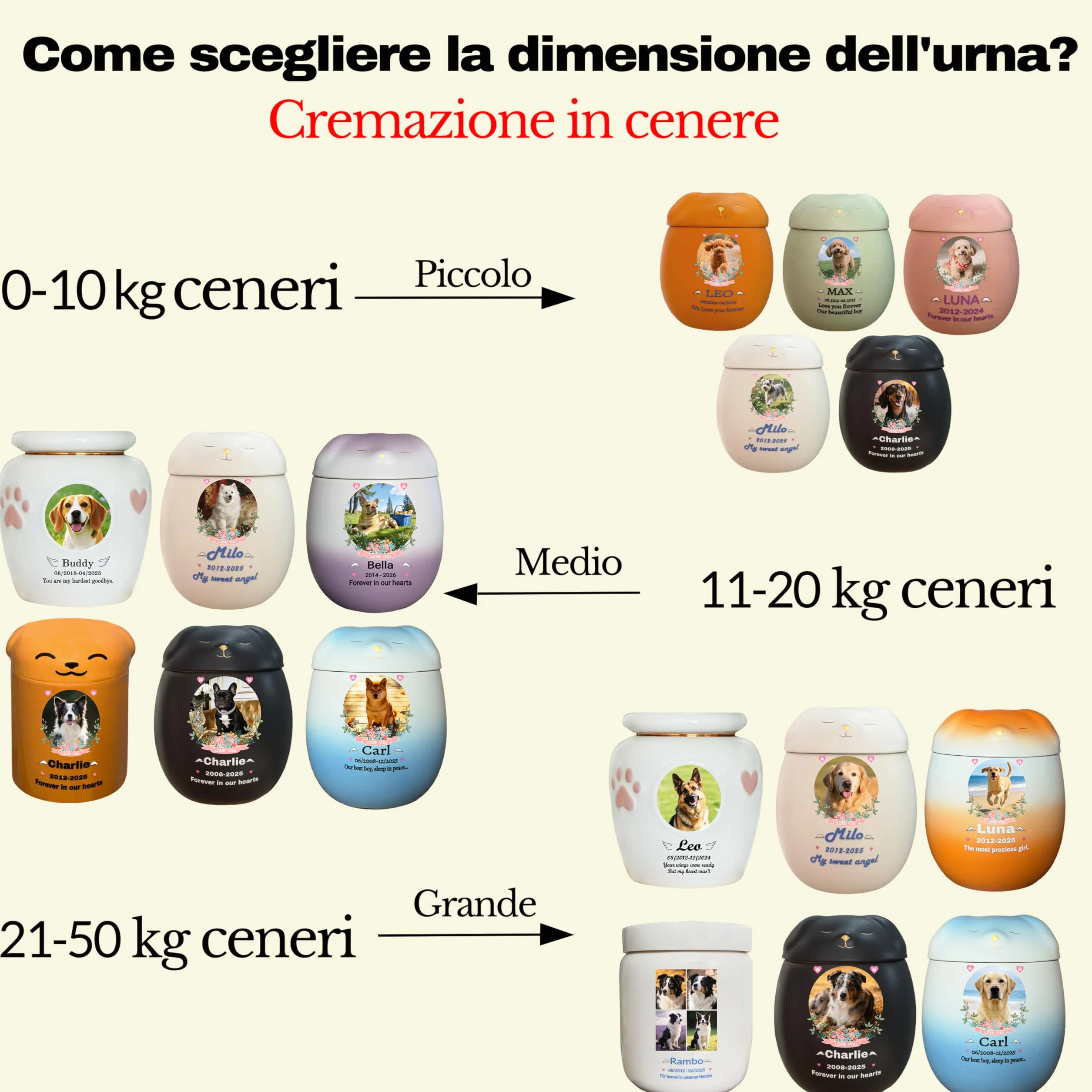 Urna per cani personalizzata in ceramica fatta a mano, Piccola per ceneri ≤ 10 kg